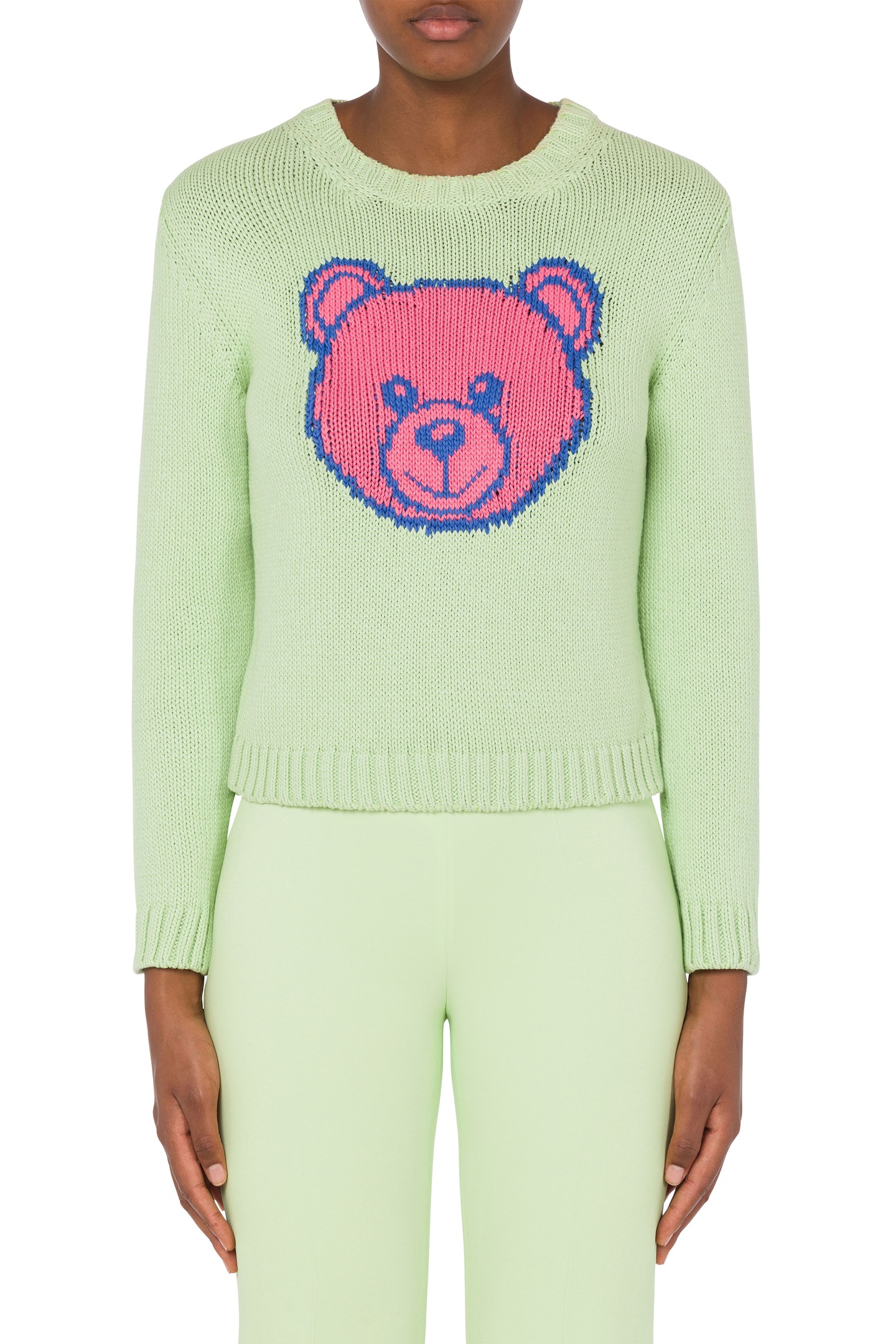 Moschino Teddy Bear Cotton Pullover Green Maat: 38 | Longsleeves Outlet | Dames | Groen