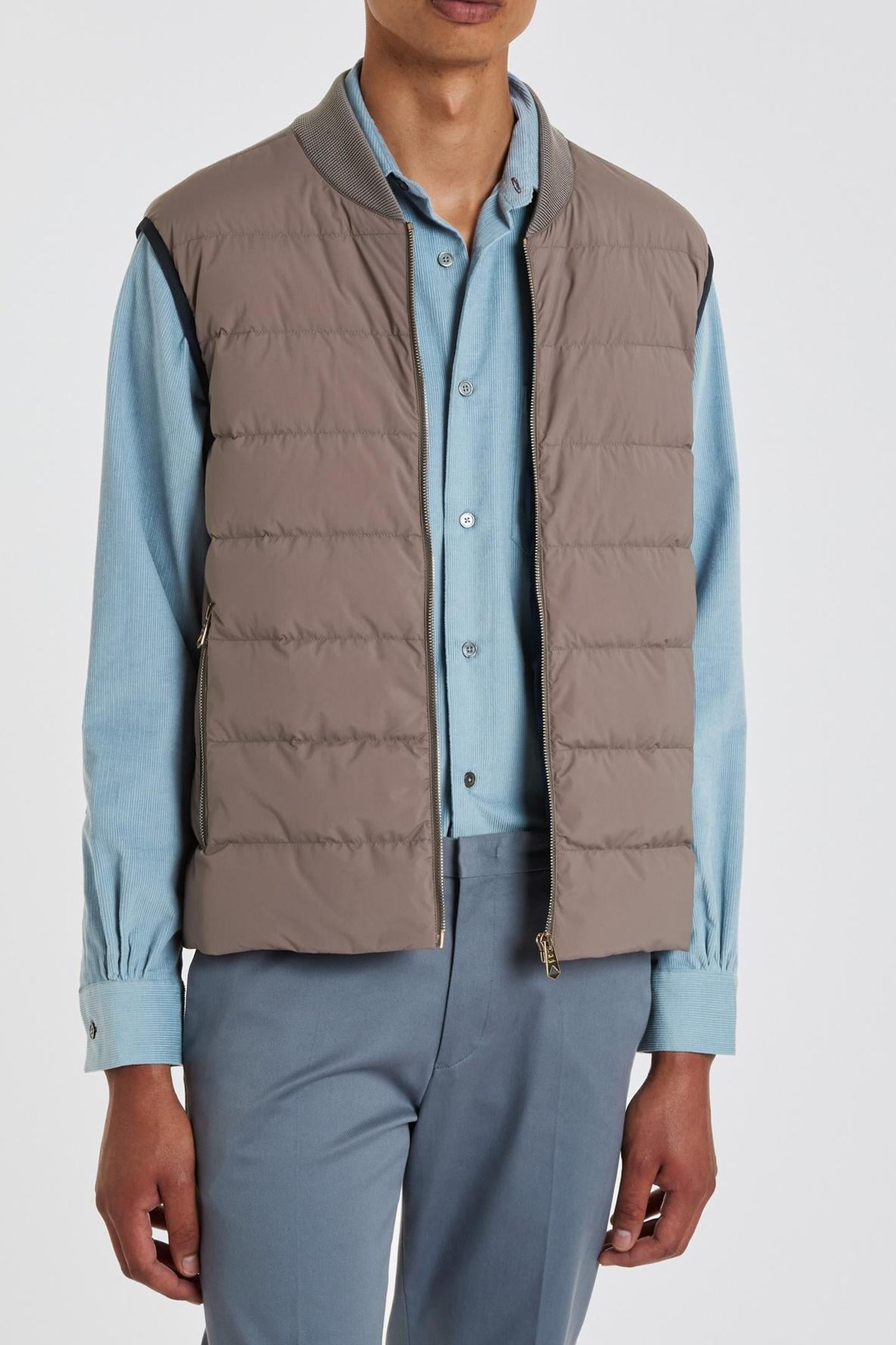 Paul Smith Mens Hybrid Down Gilet Taupe Size: M | Winter Jackets Outlet | Heren | Beige