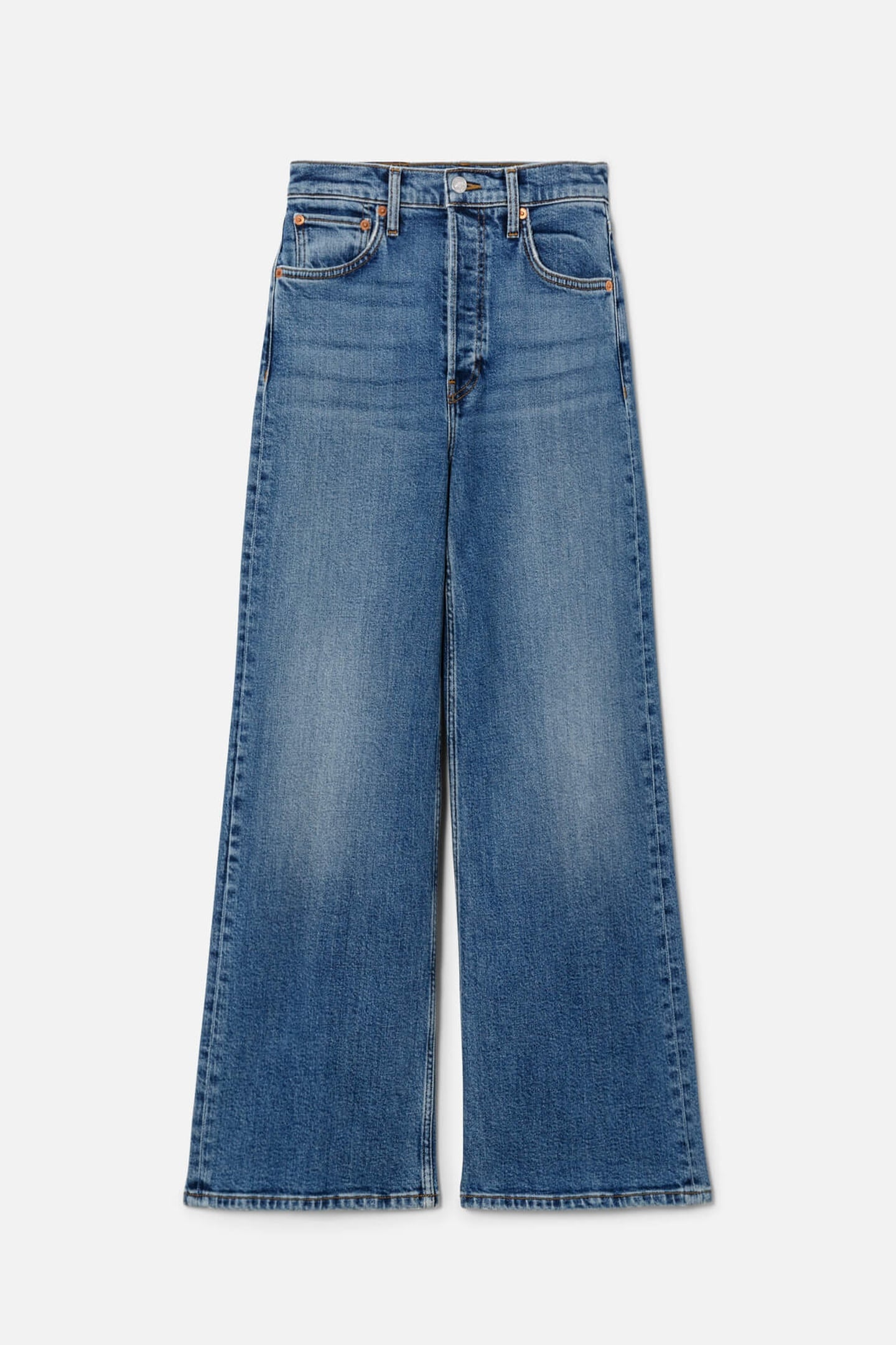 RE/DONE High Rise Wide Leg Crop Mid 70s Maat: W24 | Straight Jeans Outlet | Dames | Blauw