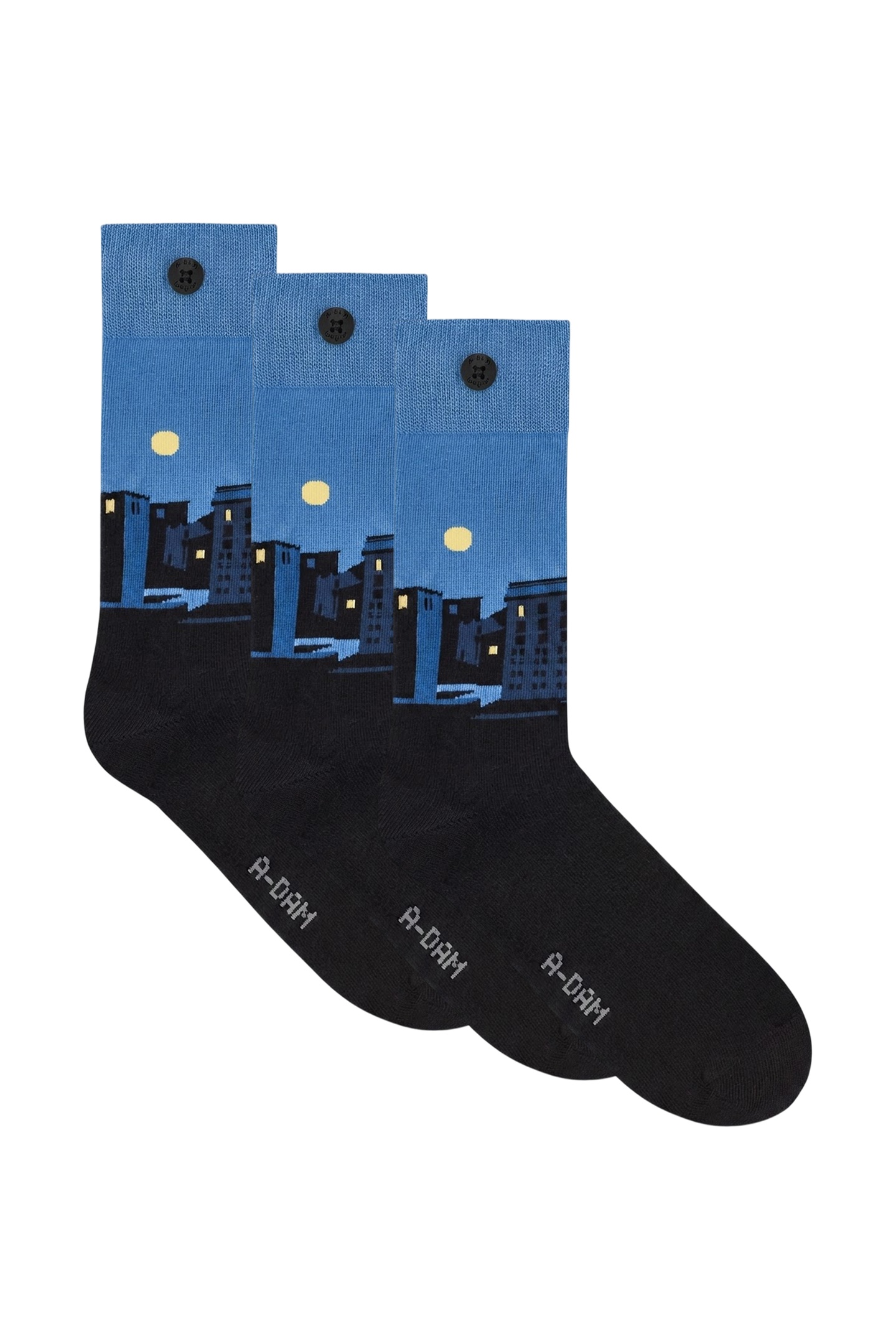 A-DAM  3-pack Casual Socks Blue Dark City Blue Night Maat: 36-40 | Slipjes Outlet | Unisex | Blauw