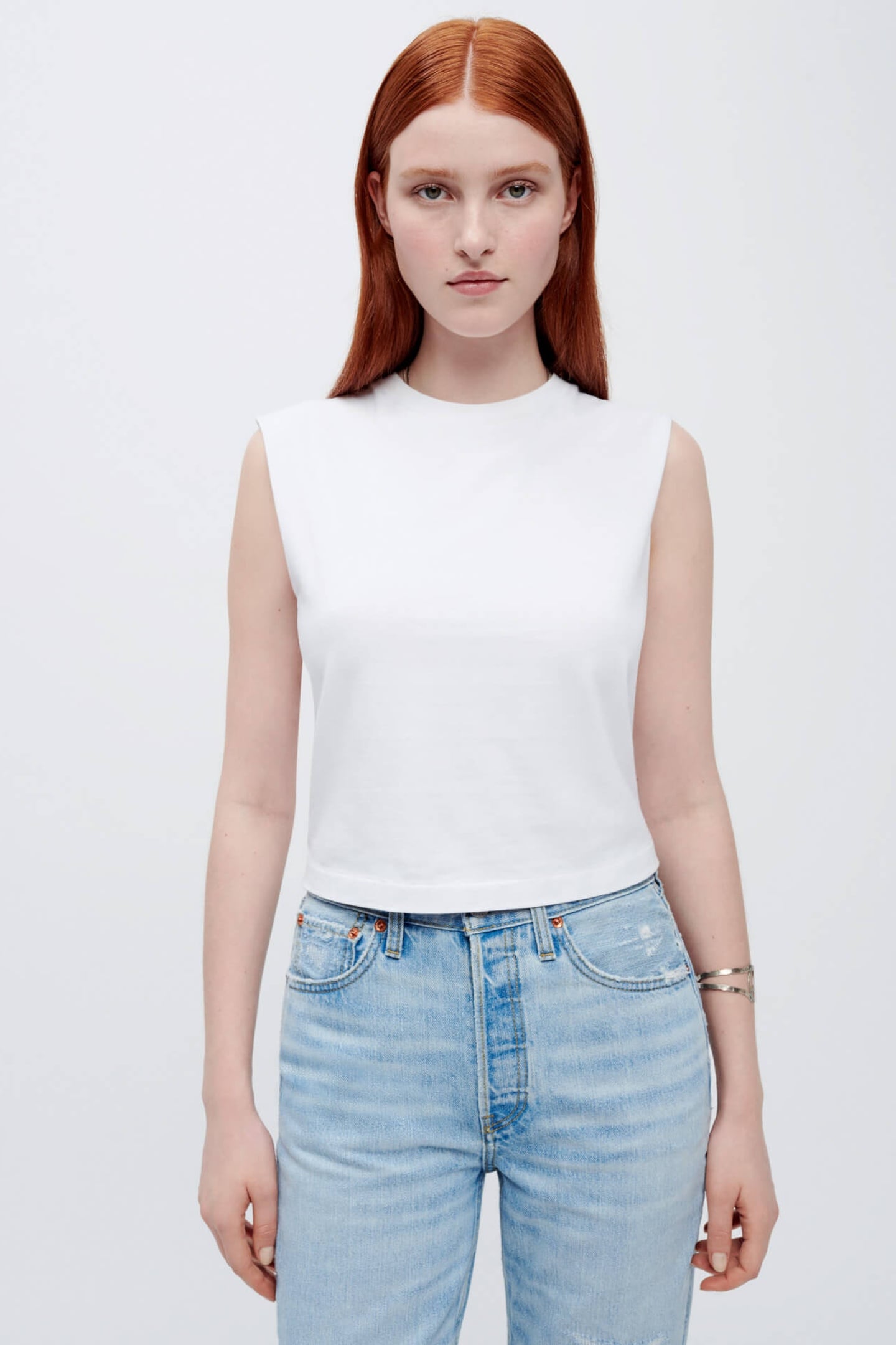 RE/DONE Baby Muscle Tank Optic White Maat: XS | Tops Outlet | Dames | Wit