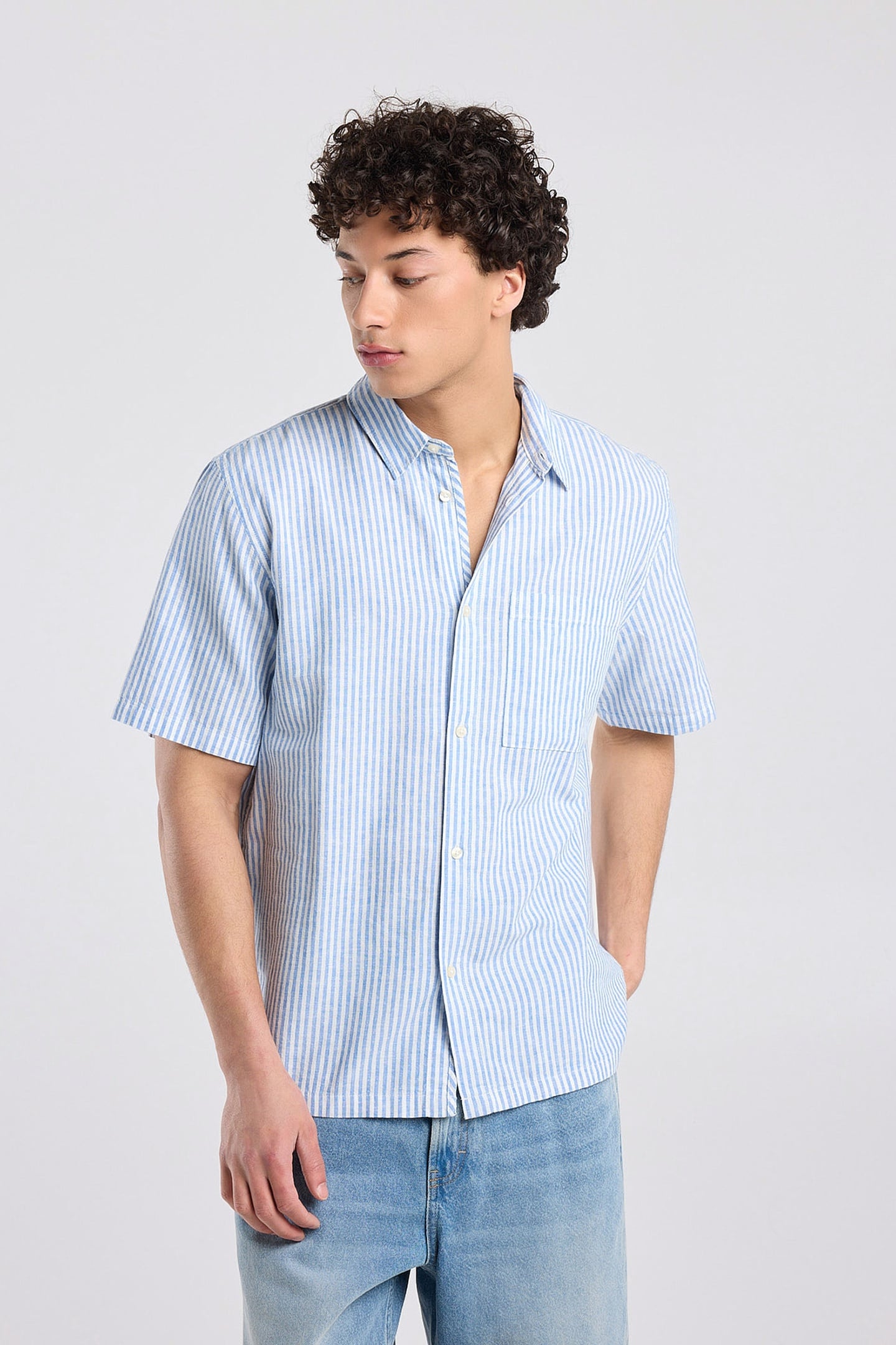 America Today Ido White/blue Maat: S | Casual Overhemden Outlet | Heren | Blauw