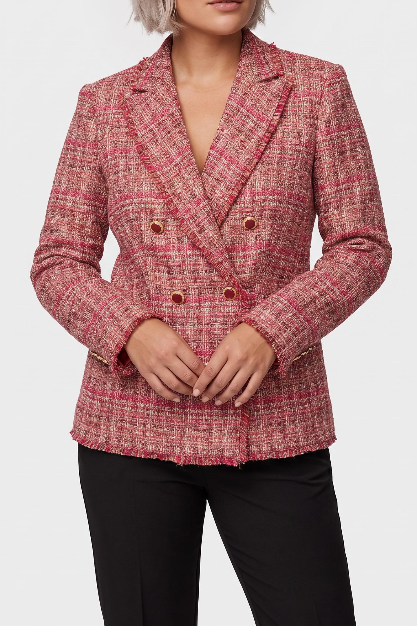 GUESS Claudia Double Breas Flowering Peony Twee Maat: 44 | Blazers Outlet | Dames | Roze