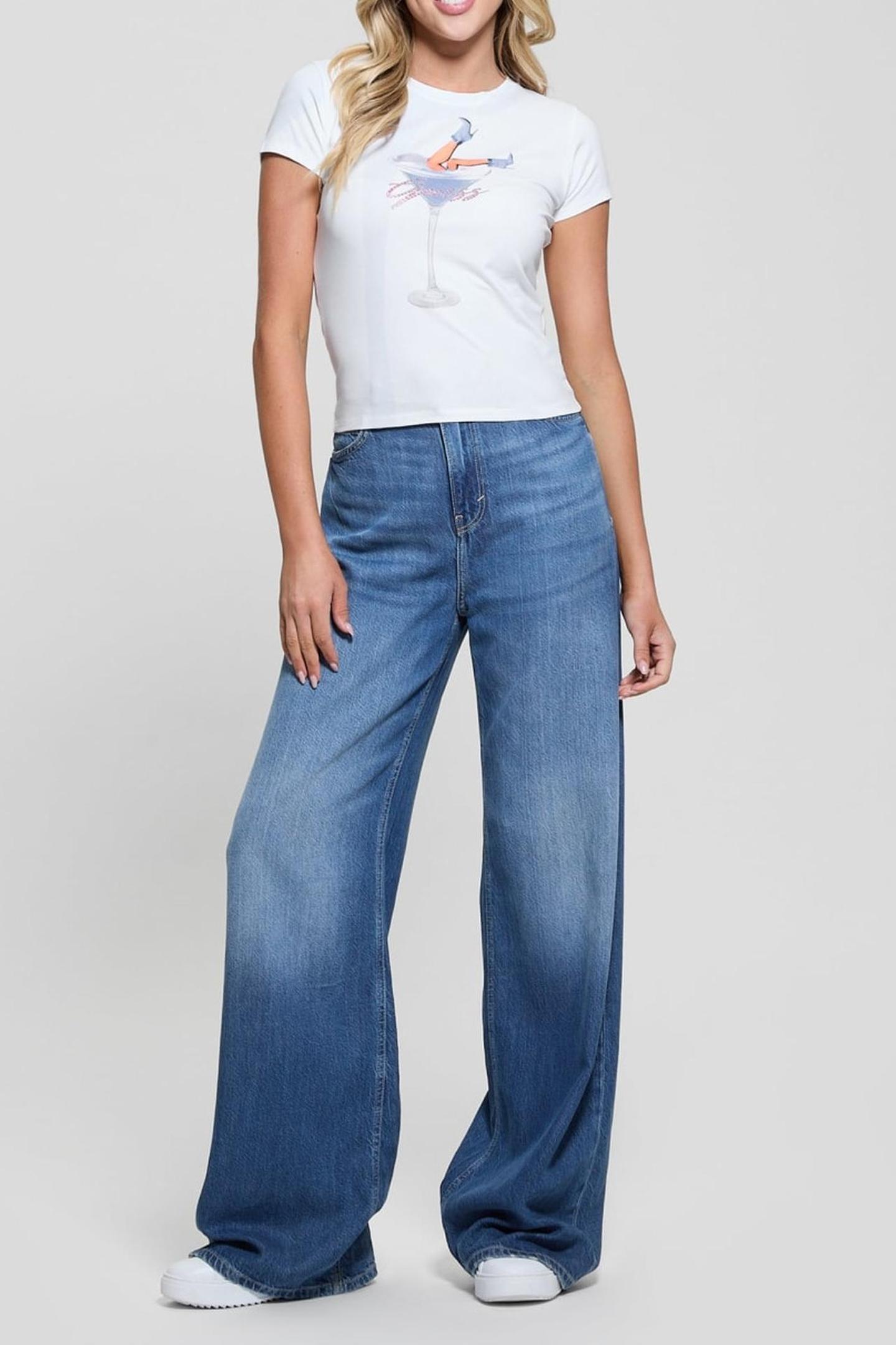 GUESS Ss Tini Boots R5 Tee Pure White Talla: XS | Camisetas de Seda Outlet | Mujer | Blanco