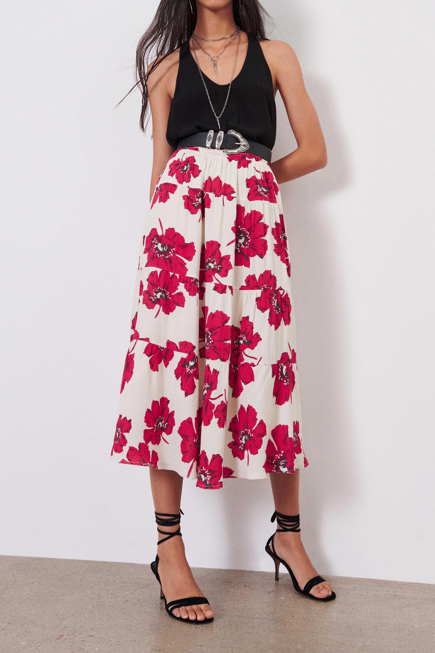 BA&SH Mid-length Skirt Rouge Maat: S | Midi Rokken Outlet | Dames | Wit