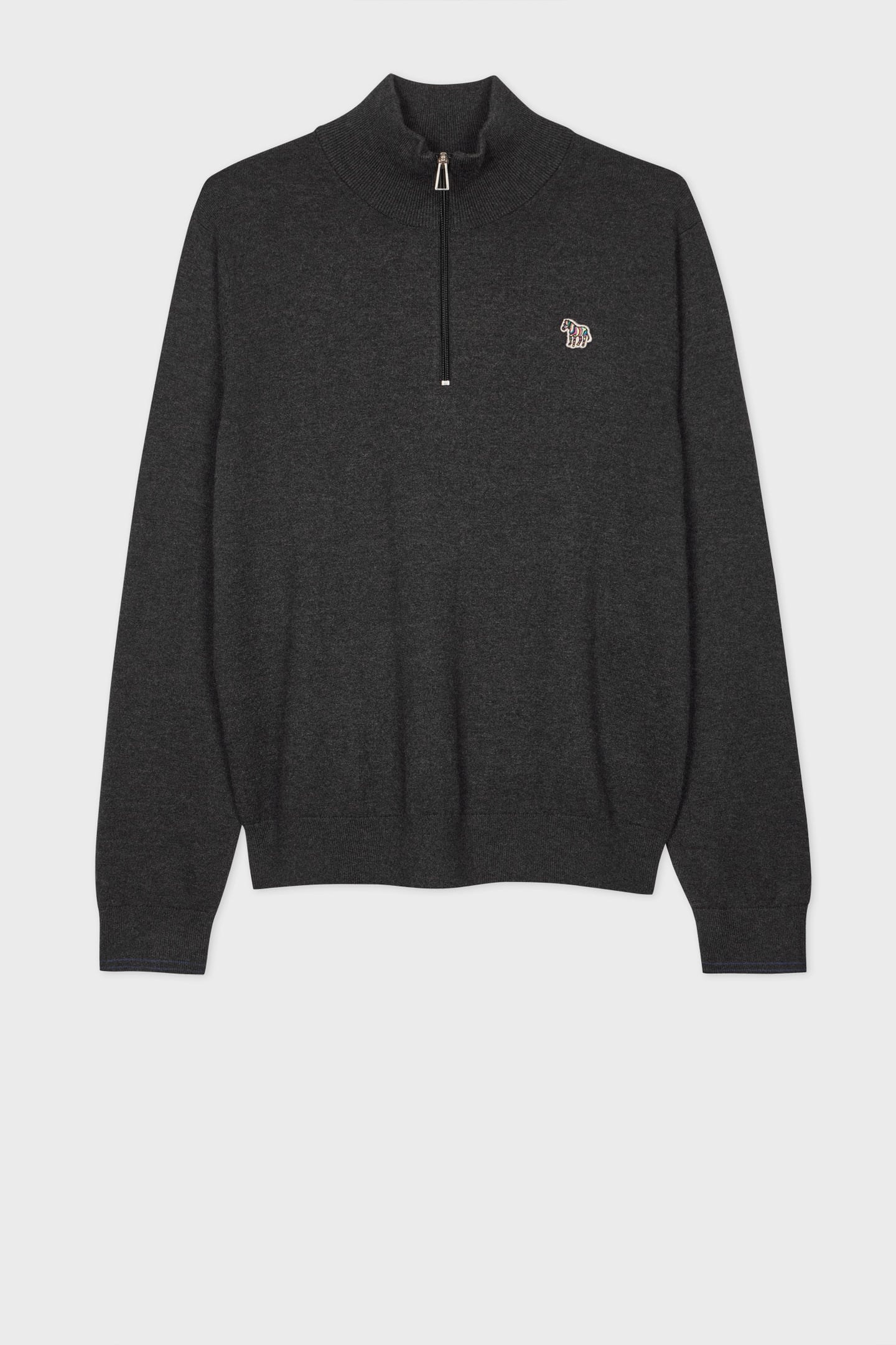 Paul Smith Mens Sweater Zip Neck Zeb Bad Black Melange Maat: XS | Longsleeves Outlet | Heren | Grijs