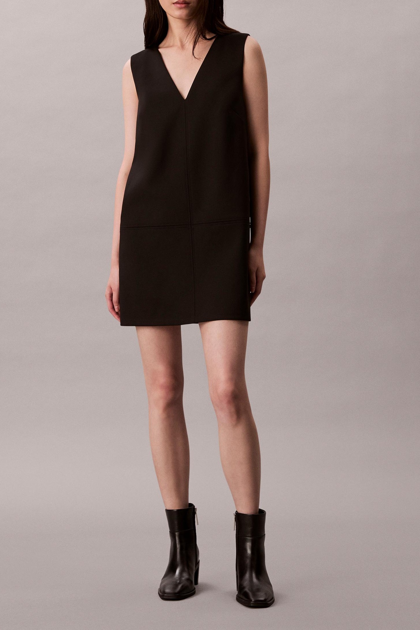 Calvin Klein Scuba V Neck Mini Dress Black Größe: 6 | Minikleider Outlet | Damen | Schwarz