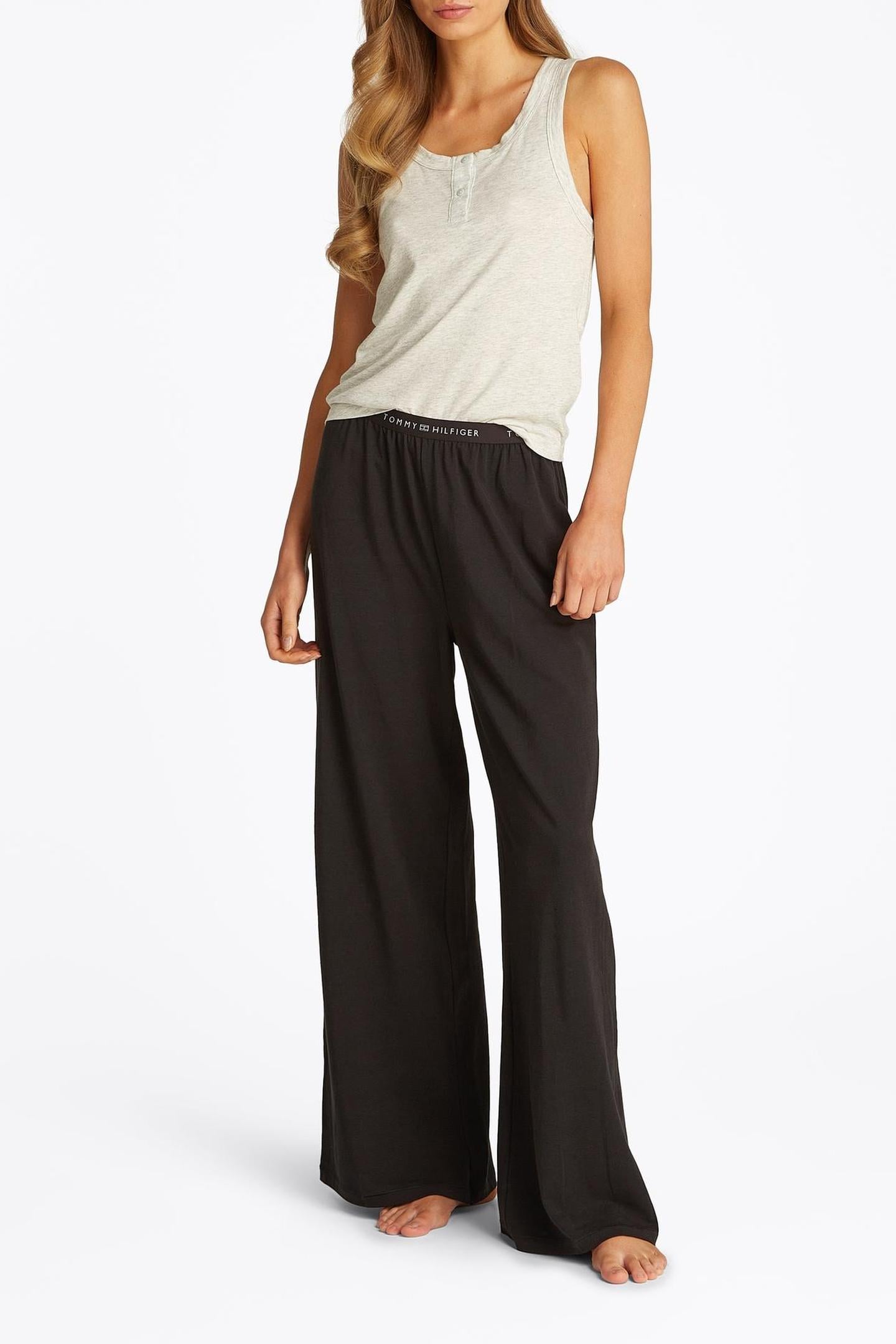 Tommy Hilfiger Modal Pants Black Maat: L | Wijde Broeken Outlet | Dames | Zwart