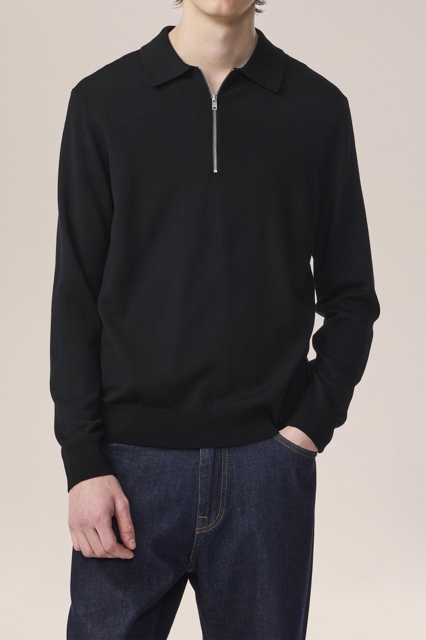 NN.07 Sergio Zip Polo 6605 Black Maat: M | Sweaters Outlet | Heren | Zwart