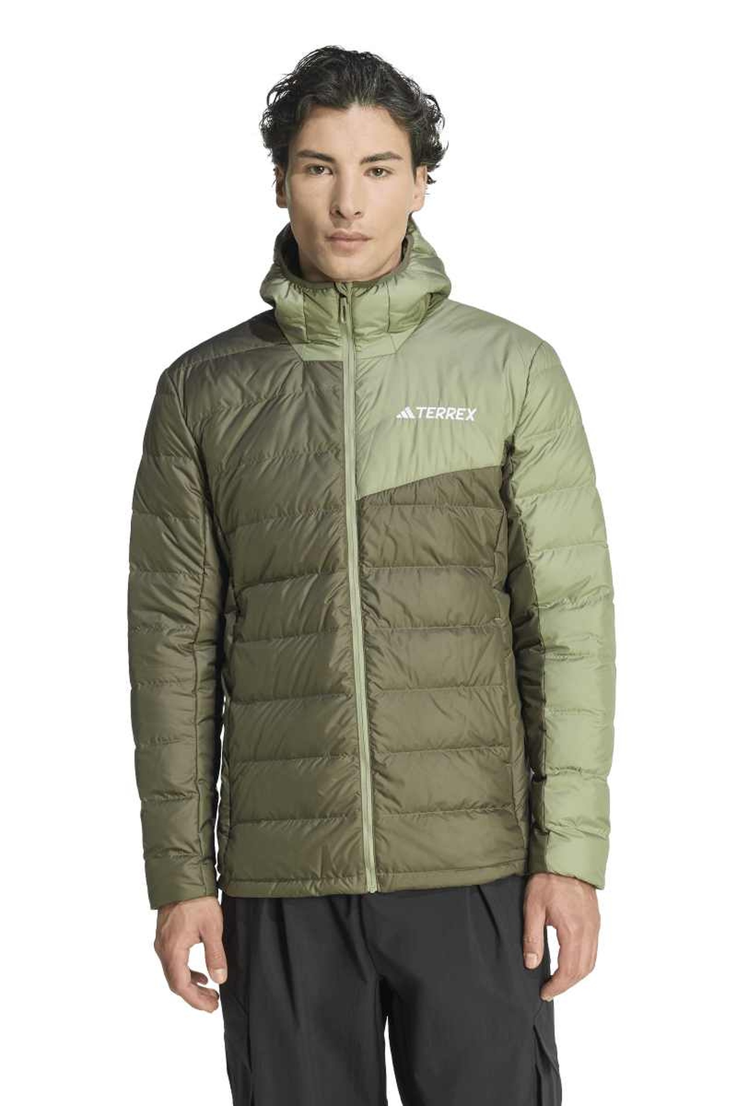 Adidas Unisex Terrex Multi Light Down Climawarm Hooded Jacket Olive Maat: XL | Winterjassen Outlet | Unisex | Groen