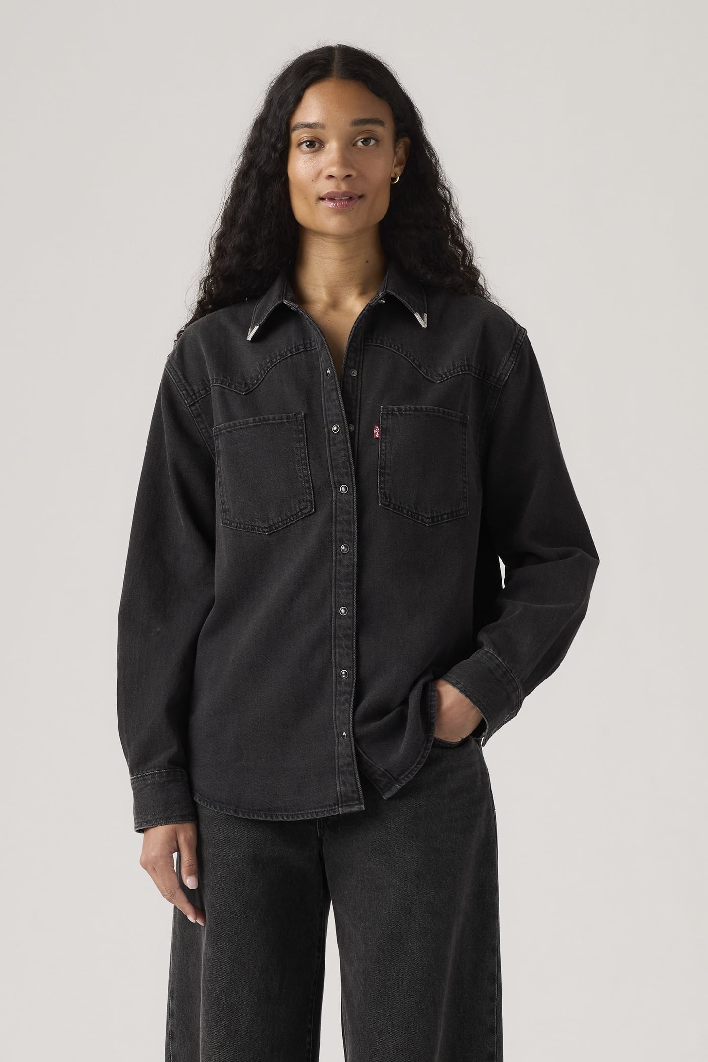 Levi's Teodora Western Shirt Maat: XXS | Longsleeves Outlet | Dames | Zwart