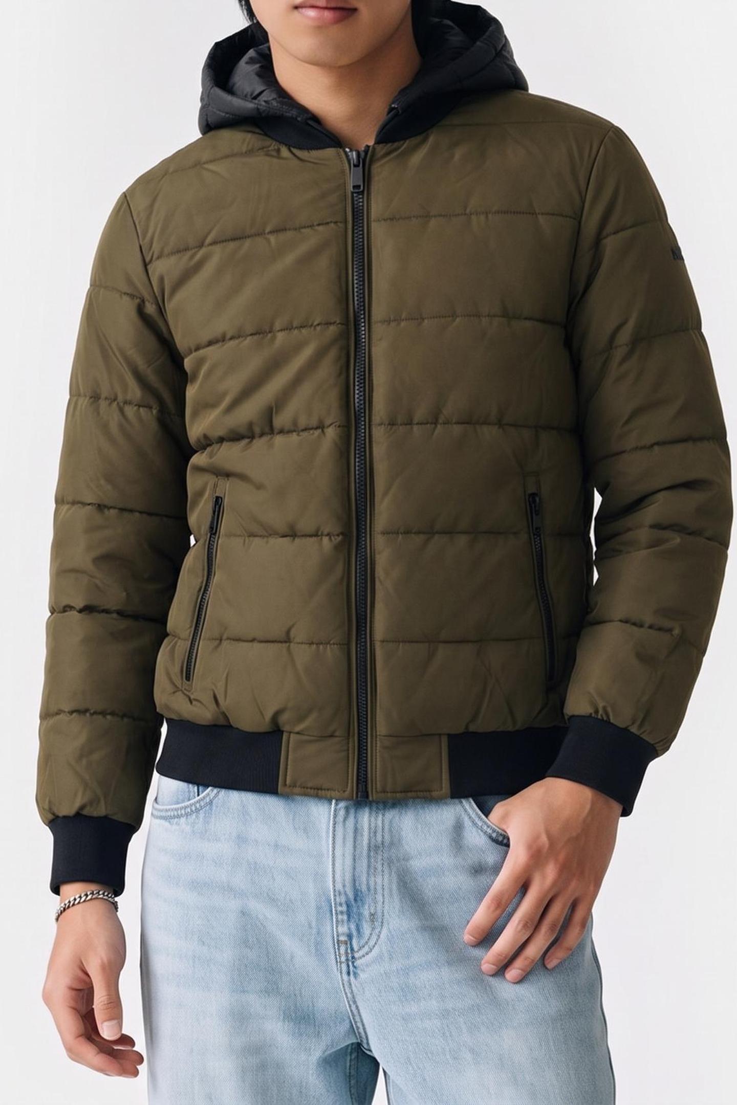 Michael Kors Hooded Bomber Puffer Coat Olive Maat: S | Winterjassen Outlet | Heren | Bruin