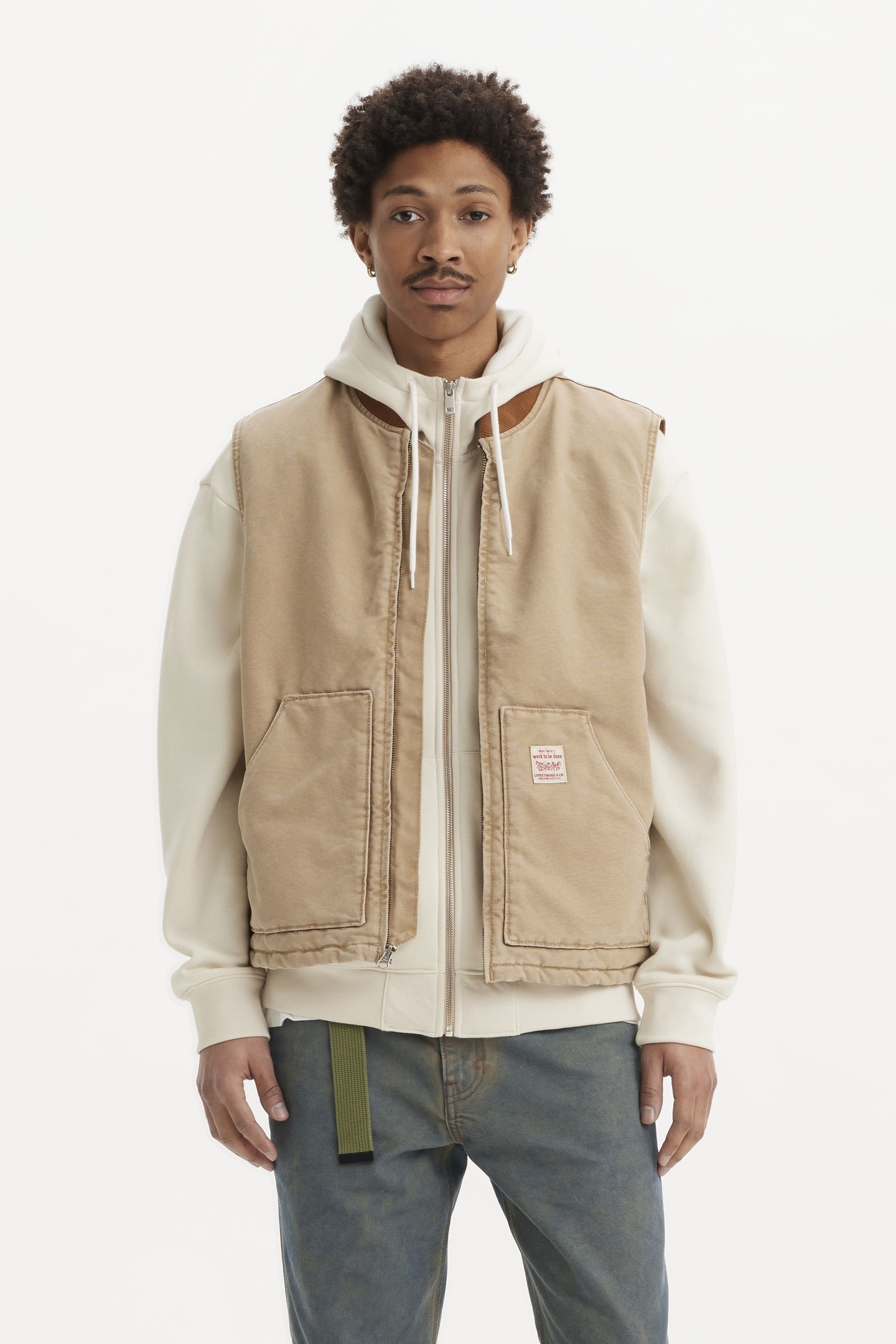 Levi's Sansome Vest Tigers Eye Maat: S | Lichte Jassen Outlet | Heren | Beige
