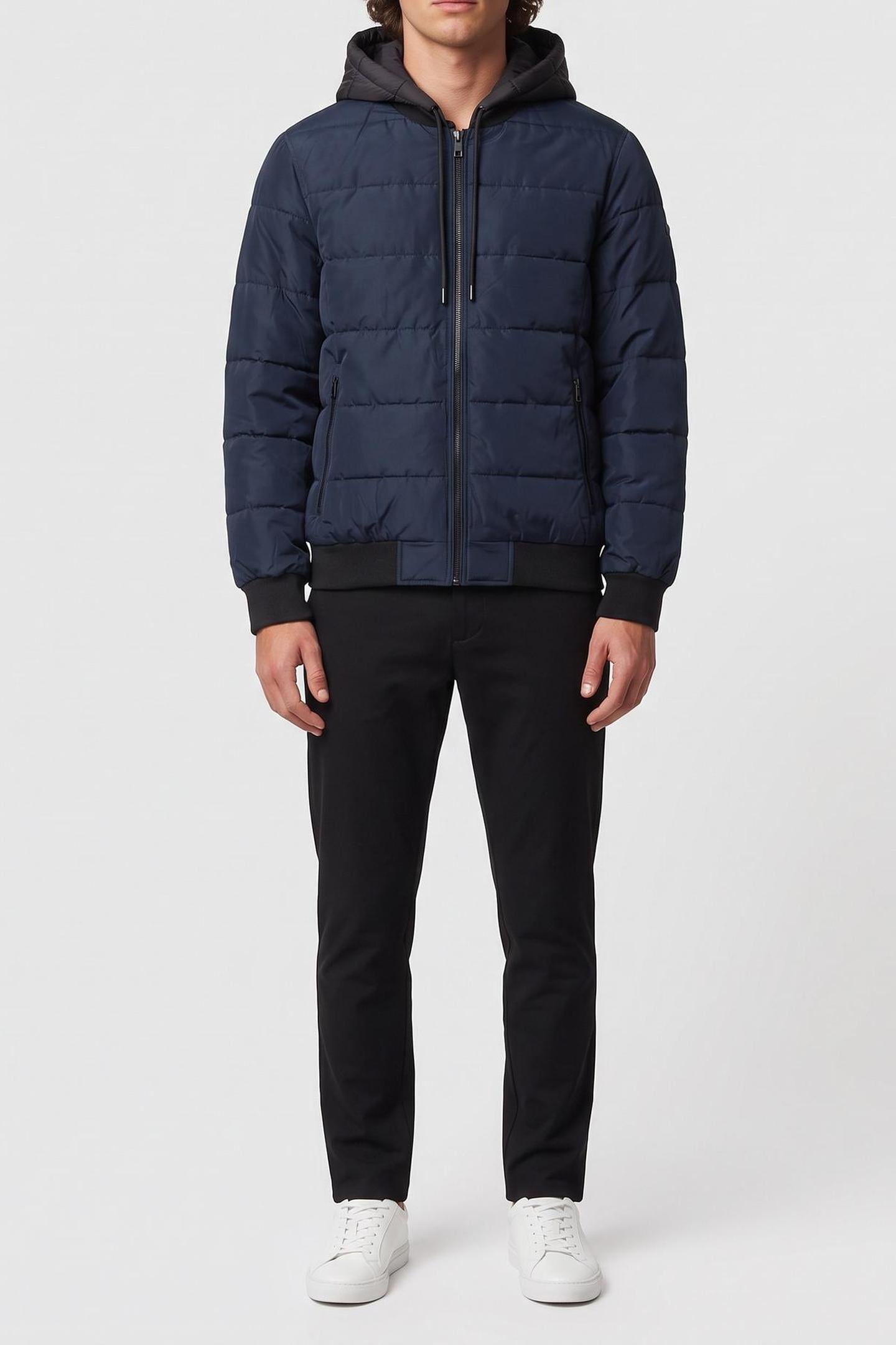 Michael Kors Hooded Bomber Puffer Coat Midnight Blue Maat: S | Winterjassen Outlet | Heren | Blauw