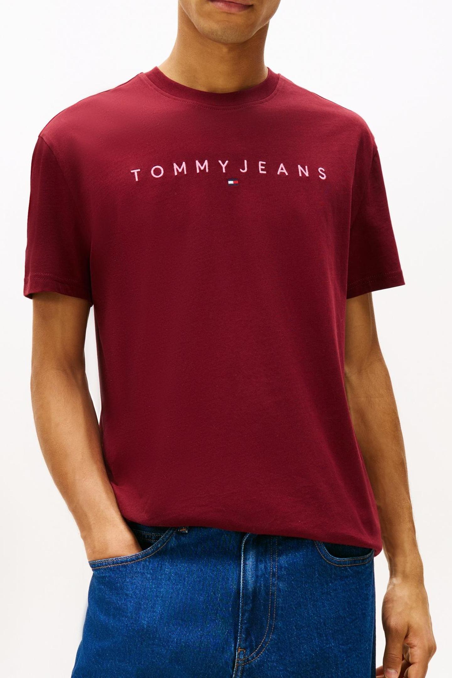 Tommy Hilfiger Tjm Reg Linear Logo Red Wine Multi Taglia: XL | Magliette basic Outlet | Uomo | Rosso