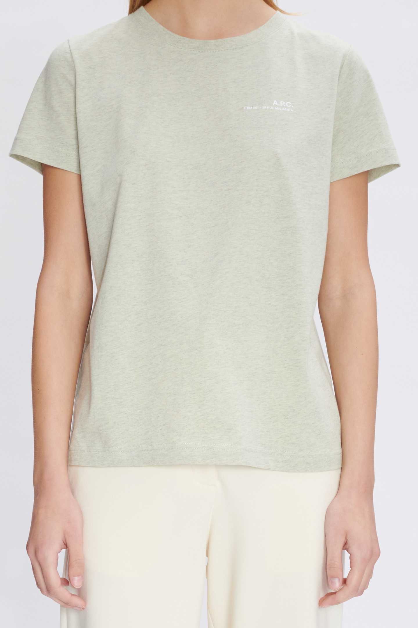 A.P.C. T-shirt F Overdye Heathered Pale Green Maat: S | Tops Outlet | Dames | Groen
