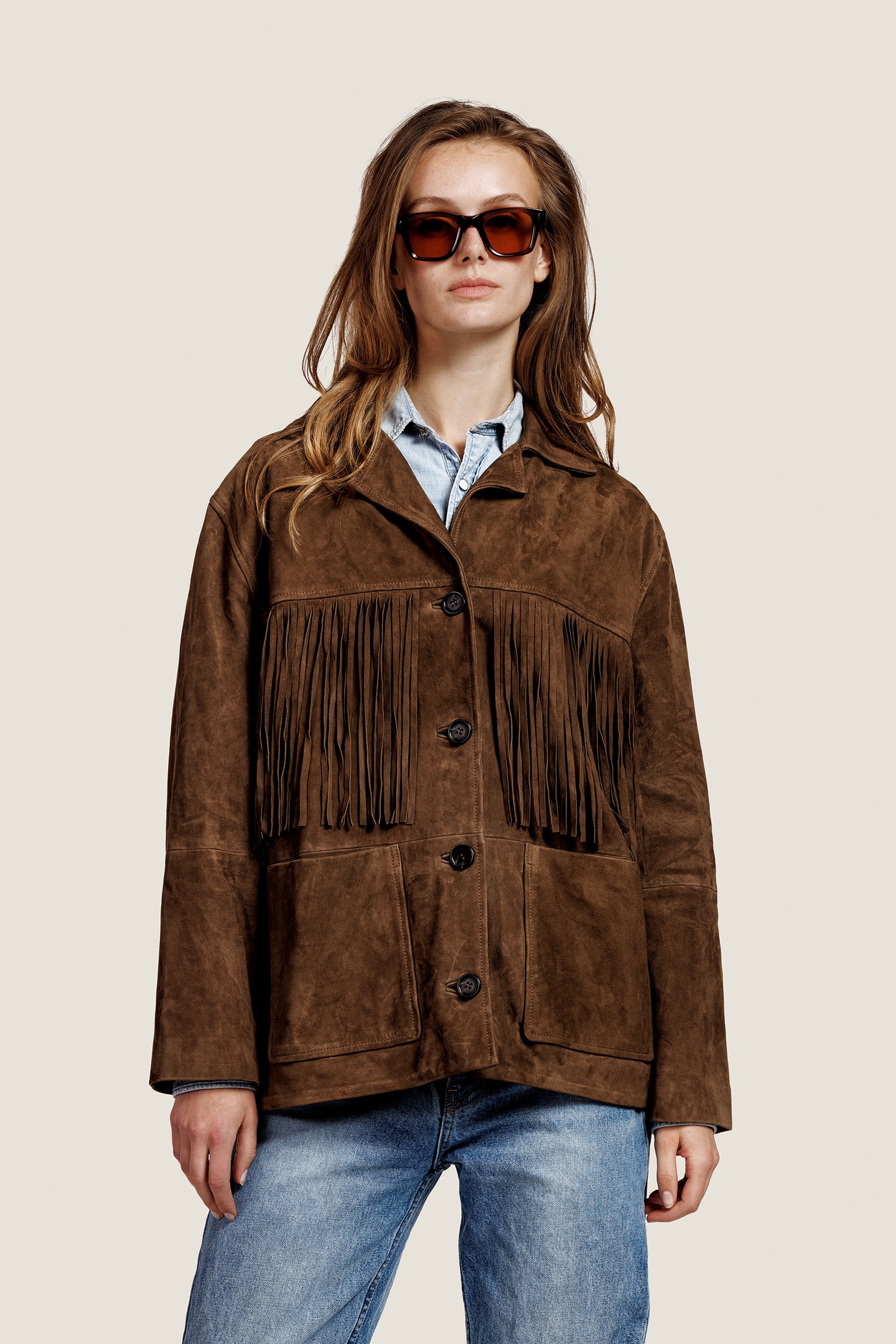 ALTER EGO Sienna Suede Jacket Dark Olive Size: XS | Leather & Biker Jackets Outlet | Dames | Bruin