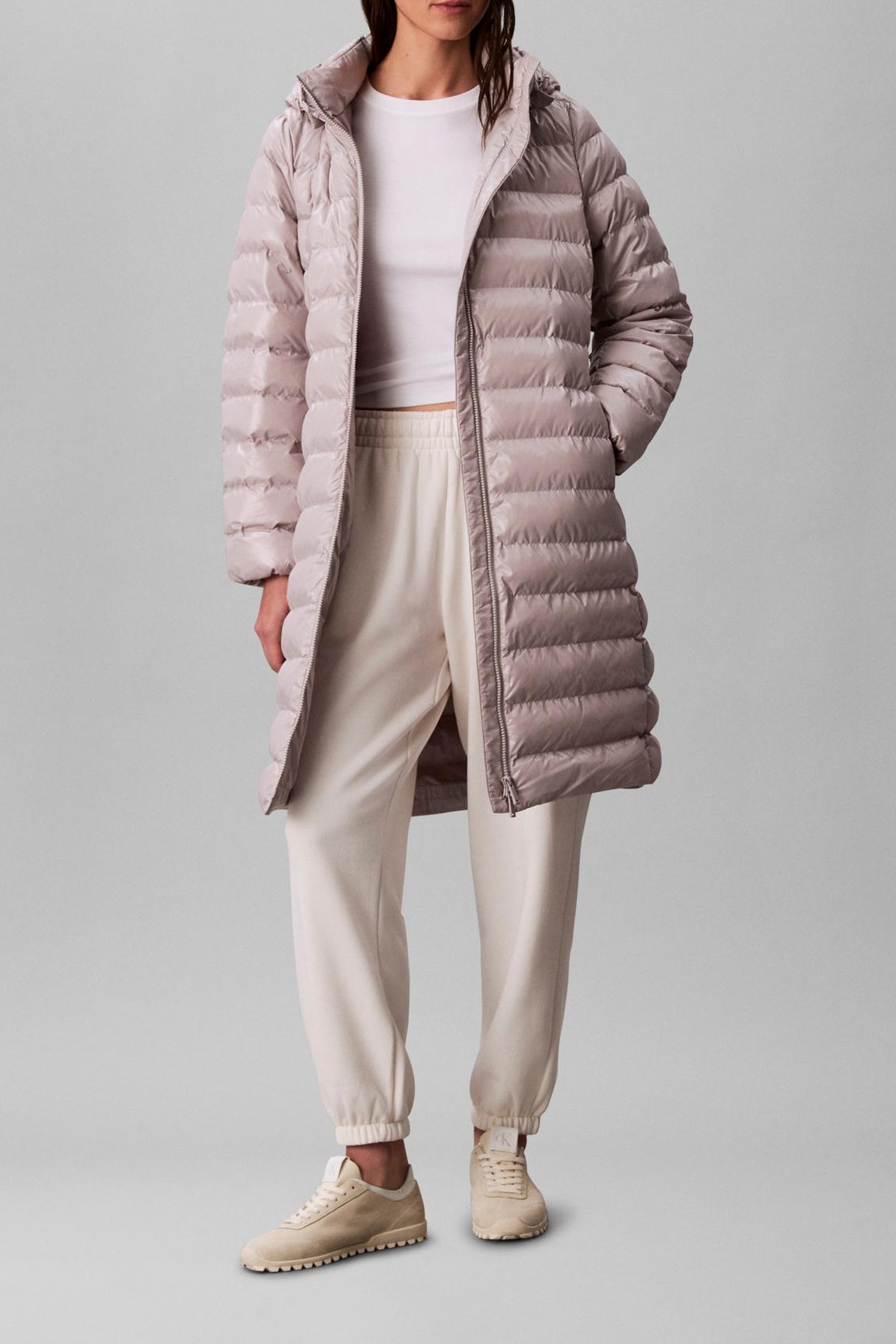Calvin Klein Belted Lightweight Coat Gull Gray Taille: M | Parkas Outlet | Femme | Gris