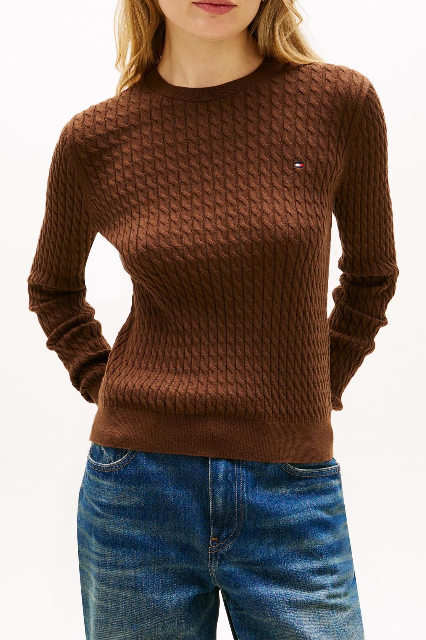 Tommy Hilfiger Co Cable Fine Gg C-neck Legacy Brown Maat: M | Sweaters Outlet | Dames | Bruin