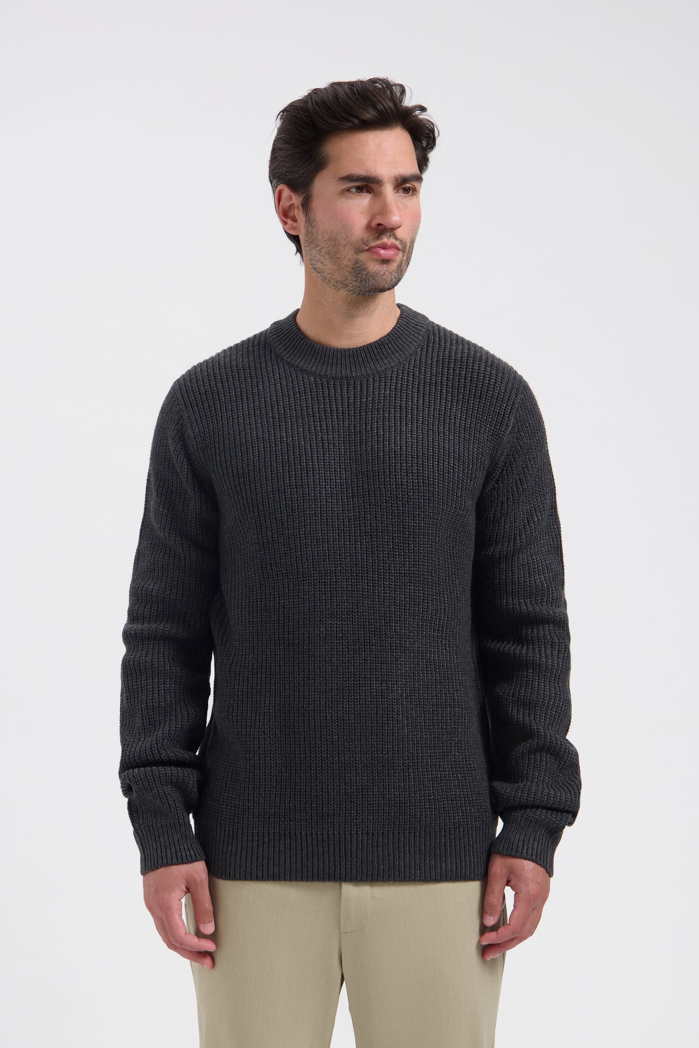 Dstrezzed Ds_crew Ribknit Anthra Melange Anthra Melange Maat: L | Sweaters Outlet | Heren | Grijs