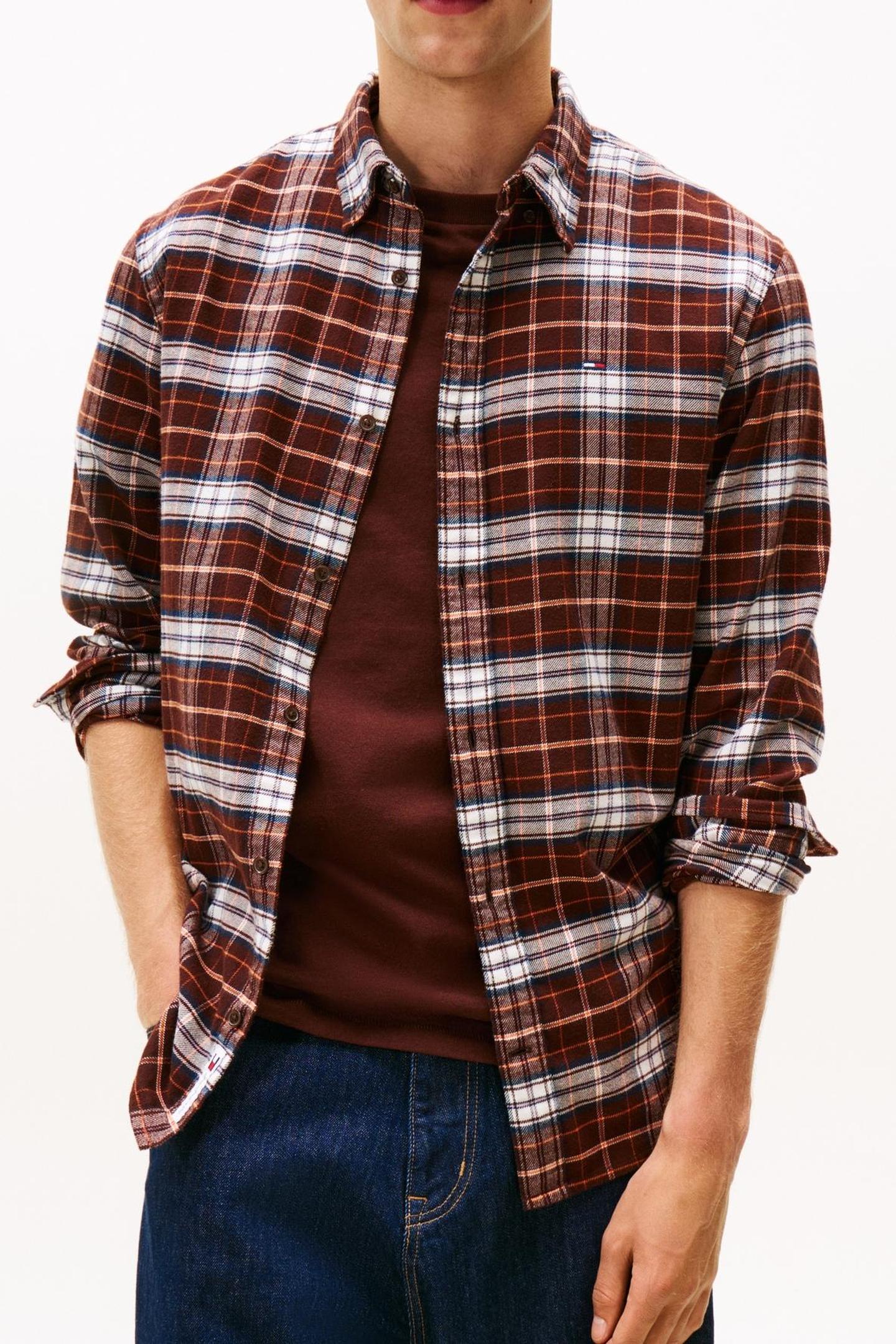 Tommy Hilfiger Tjm Reg Flannel Checked Shirt Rich Brown/big Check Taille: XS | Casual chemises Outlet | Homme | Marron