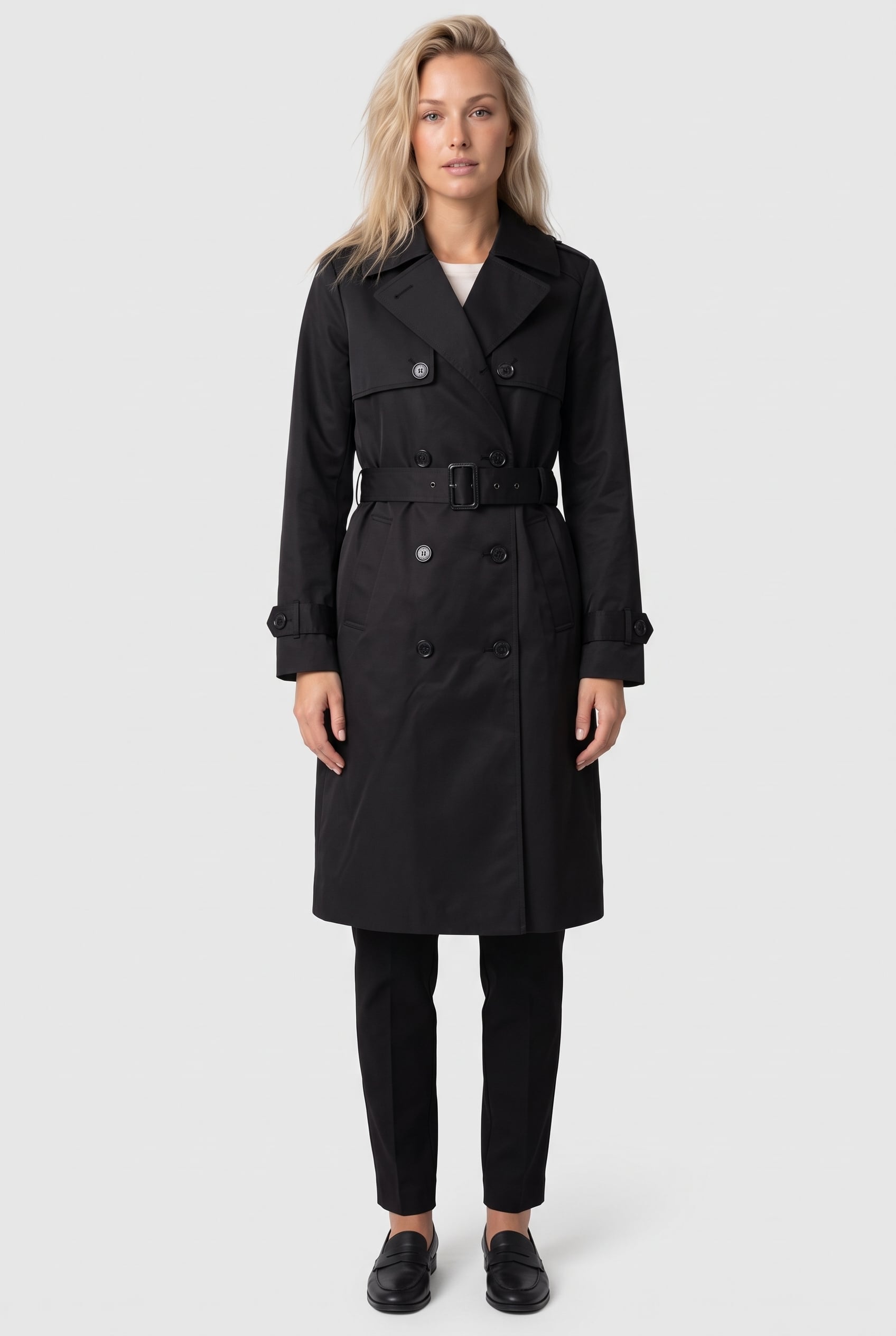 Michael Kors Trench With Self Belt Black Maat: XS | Trenchcoats Outlet | Dames | Zwart