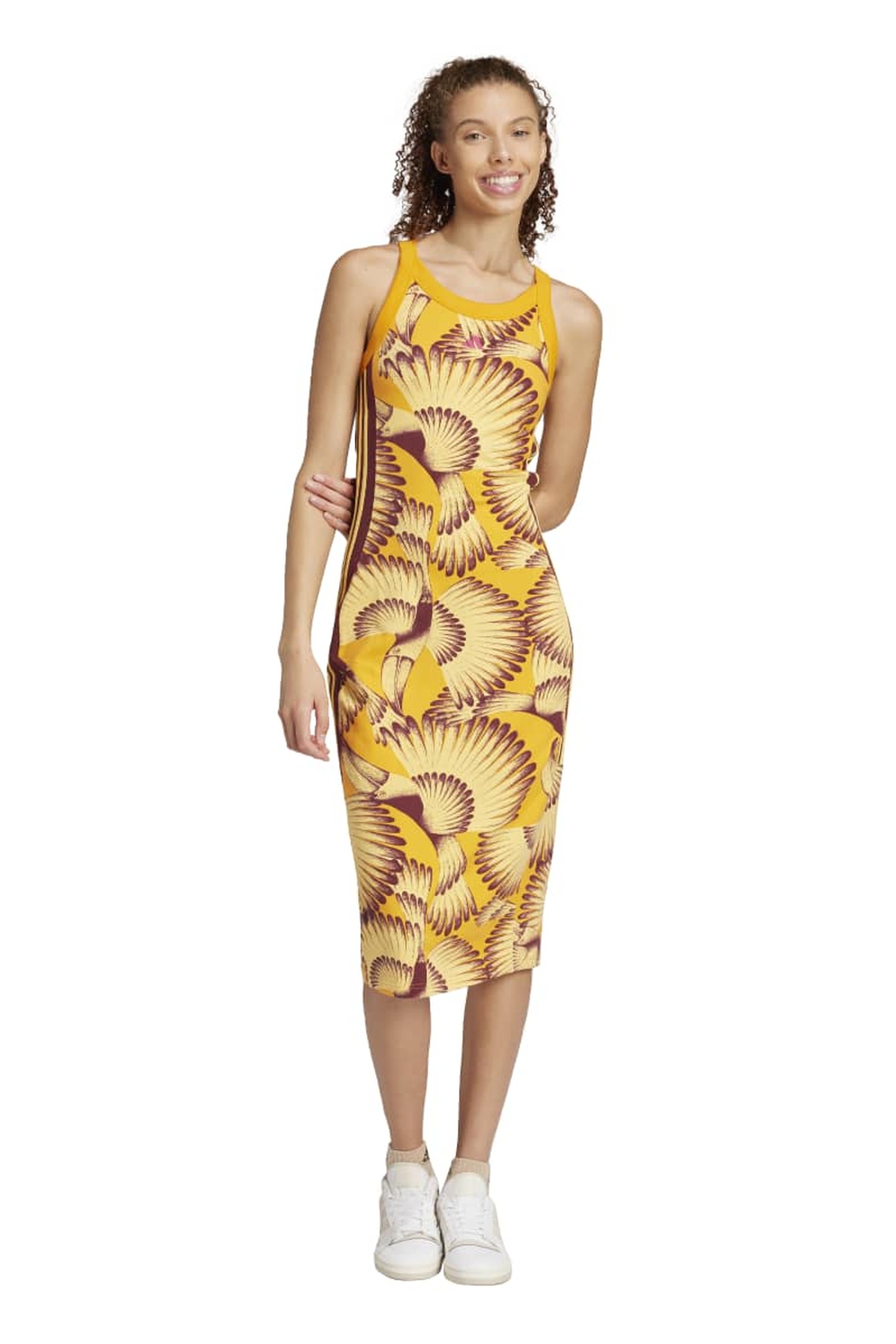 Adidas Farm Dress Semi Spark Maat: L | Midi Jurken Outlet | Dames | Geel