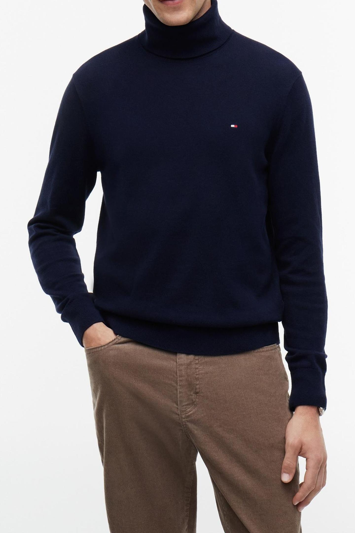 Tommy Hilfiger Pima Cotton Cashmere Sweater Navy Blue Taille: M | Pulls col roulé Outlet | Homme | Bleu