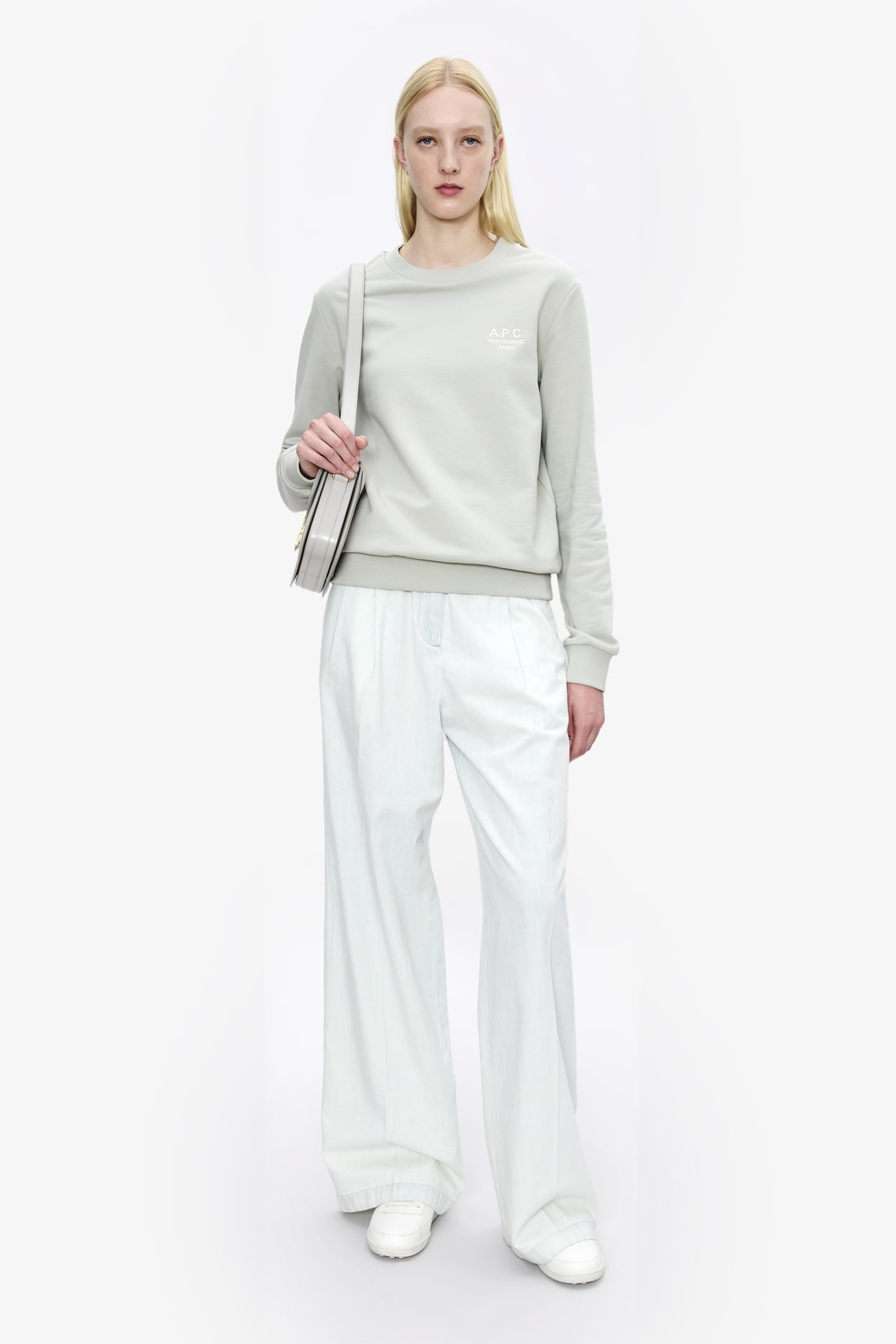 A.P.C. Unisex Sweatshirt Standard Rue Madame Blue Grey/white Maat: XS | Sweaters Outlet | Unisex | Grijs