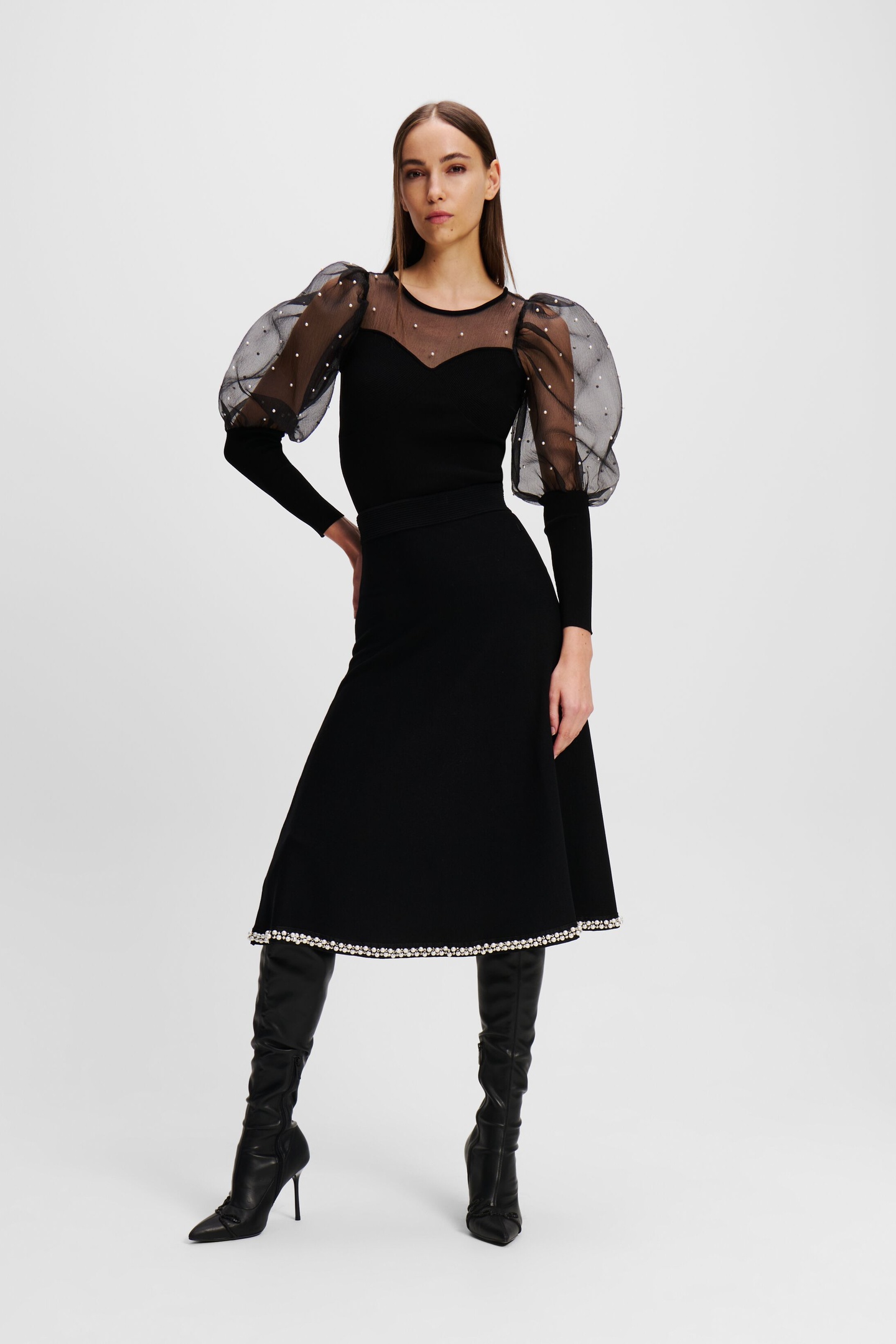 Karl Lagerfeld A Line Pearl Knit Skirt Black Taglia: S | Minigonne Outlet | Donna | Bianco