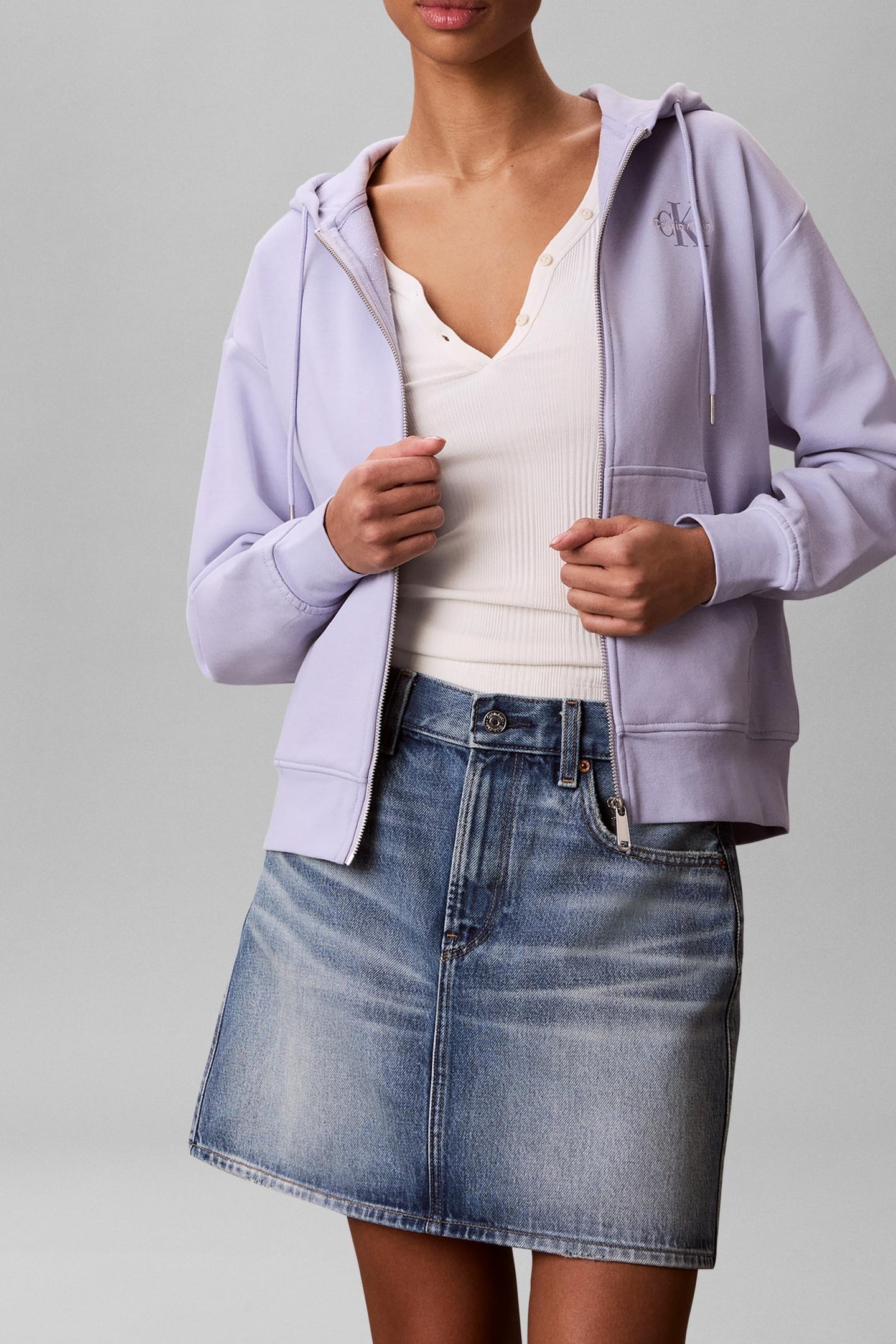 Calvin Klein Monologo French Terrry Crew Cosmic Sky Taglia: XS | Maglioni a maglia Outlet | Donna