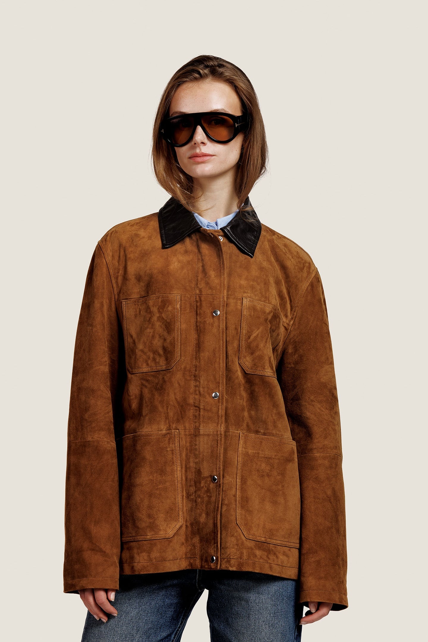 ALTER EGO Gabby Suede Jacket Cinnamon Size: L | Leather & Biker Jackets Outlet | Dames | Bruin