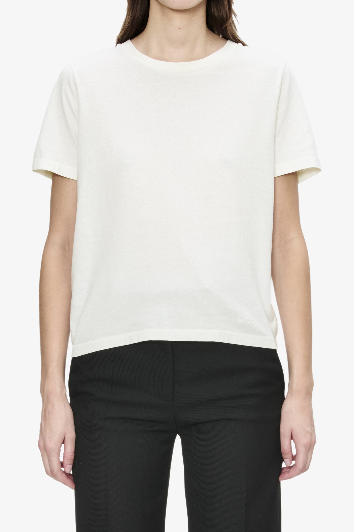 A.P.C. T-shirt Cropped Short Sleeve Off-white Maat: L | Tops Outlet | Dames | Wit