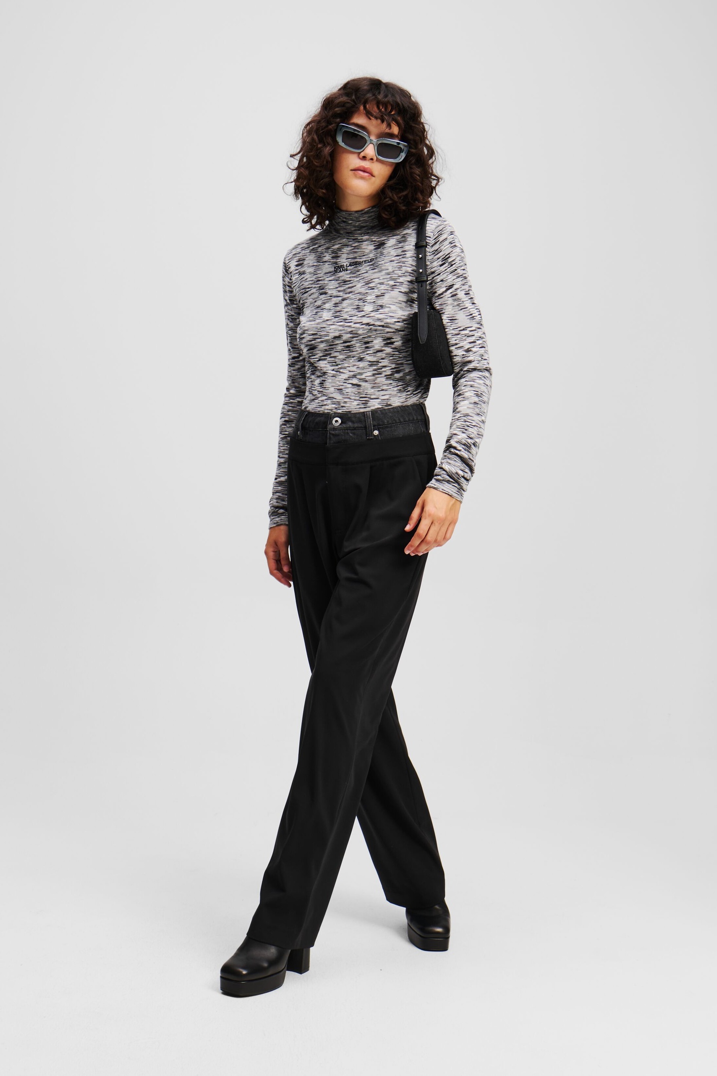 Karl Lagerfeld Klj Mock Neck Knit Top Light Grey Melange Taglia: XS | Maglioni a maglia Outlet | Donna | Grigio