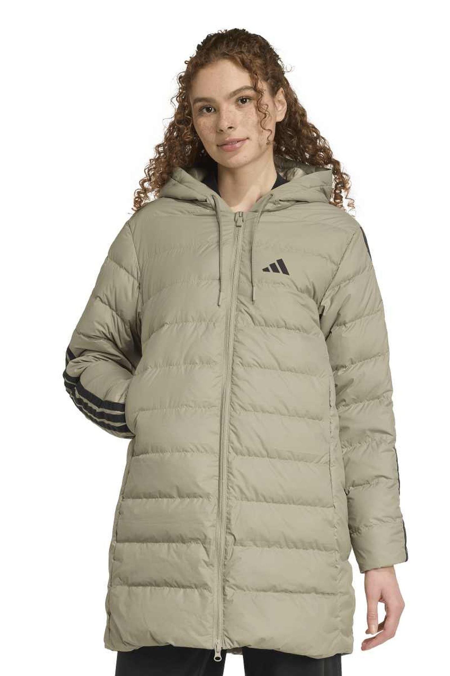 Adidas W Essential 3s Down Jacket Silver Pebble Maat: XS | Winterjassen Outlet | Dames | Bruin