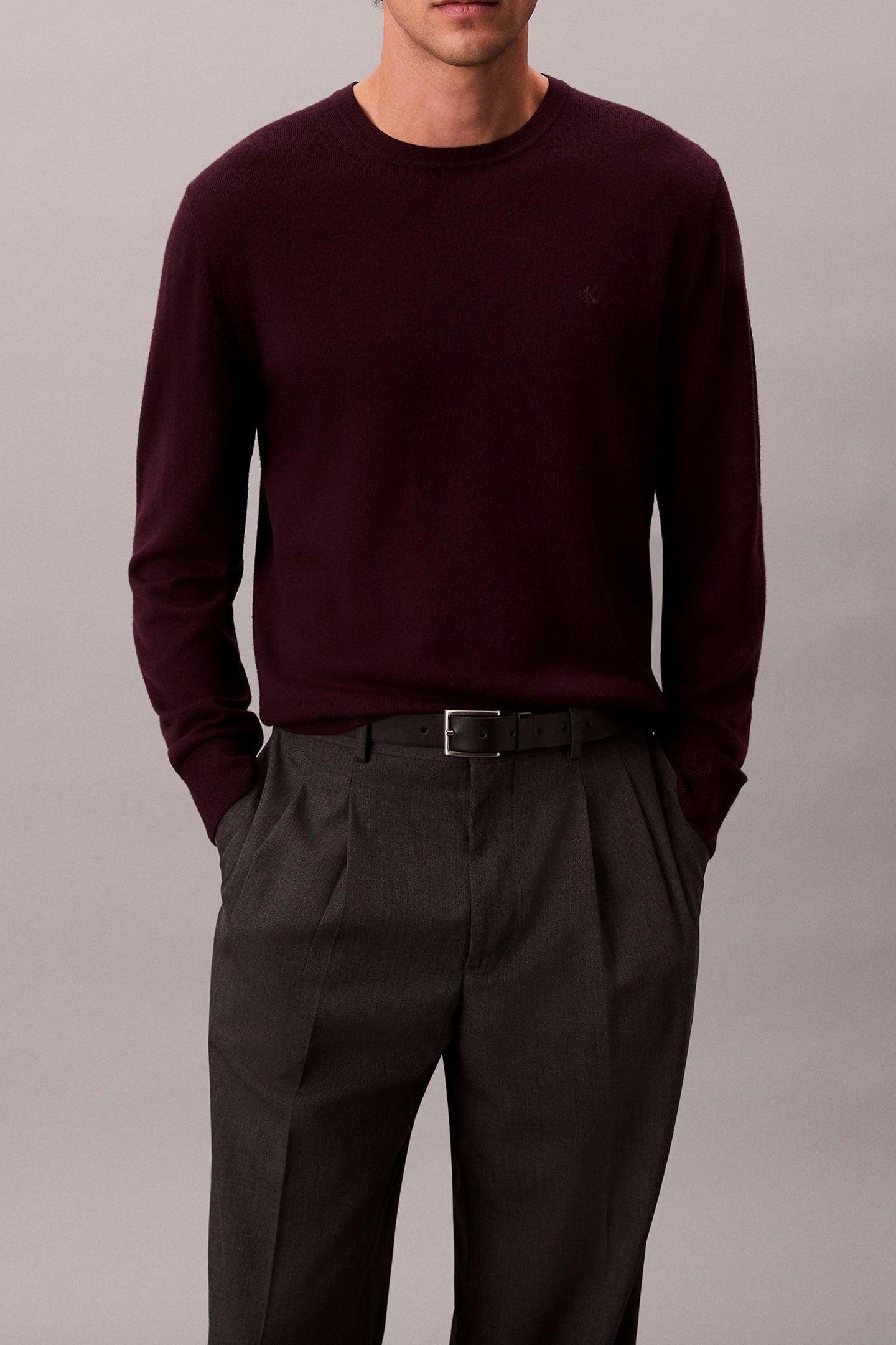 Calvin Klein Ls 100% Merino Crew Moroccan Brown Taglia: XL | Maglioni a maglia Outlet | Uomo | Marrone