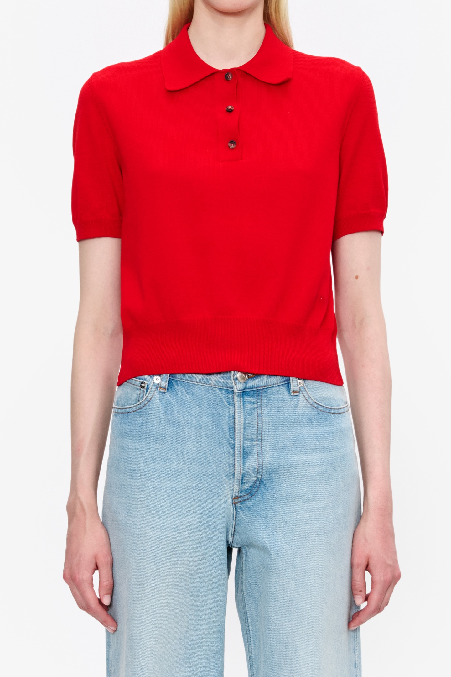 A.P.C. Polo Short Sleeve Red Maat: L | Poloshirts Outlet | Dames | Rood