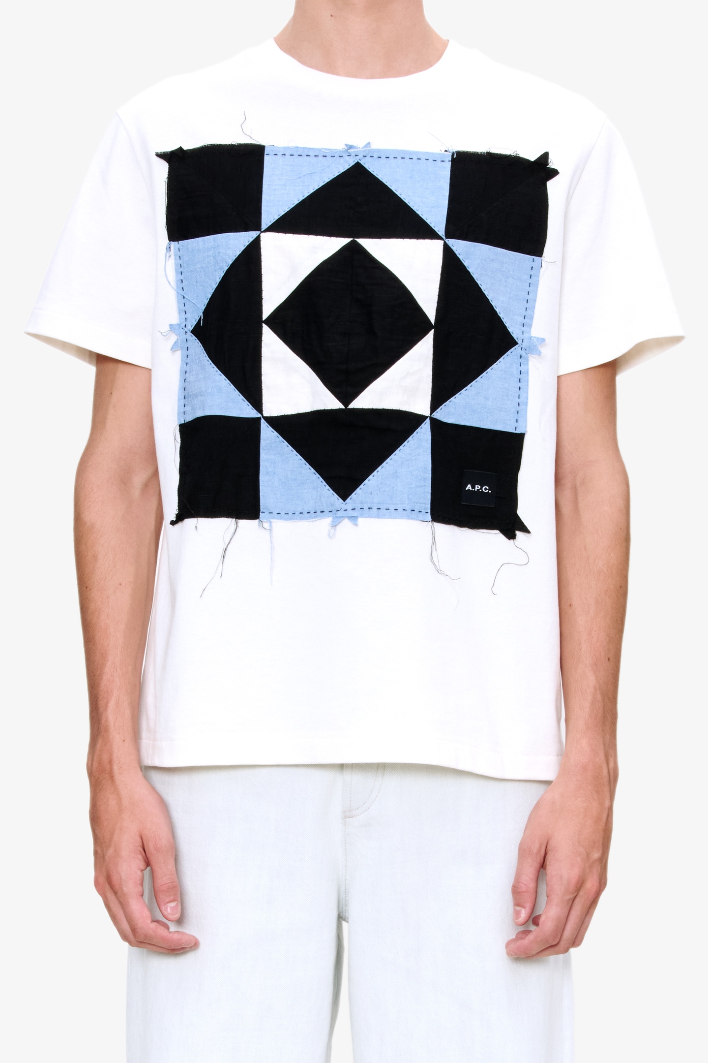 A.P.C. Unisex T-shirt Short Sleeve Patchwork White Maat: L | Tops Outlet | Unisex | Wit