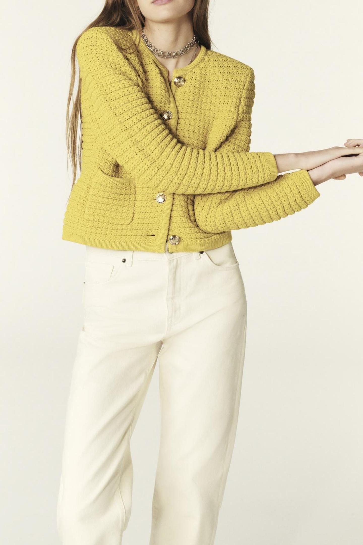 BA&SH Short Cardigan Curry Maat: XS | Cardigans Outlet | Dames | Bruin