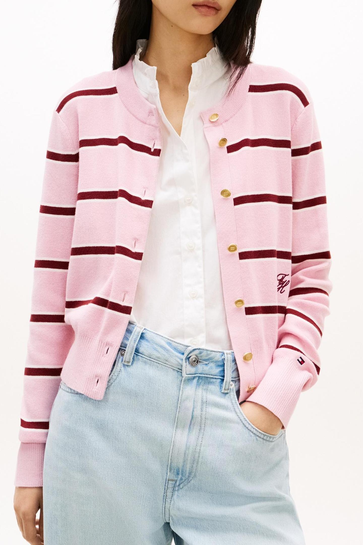 Tommy Hilfiger Co Full Needle C-neck Pink/ivory/liberty Red Taglia: M | Maglioni a maglia Outlet | Donna | Rosso
