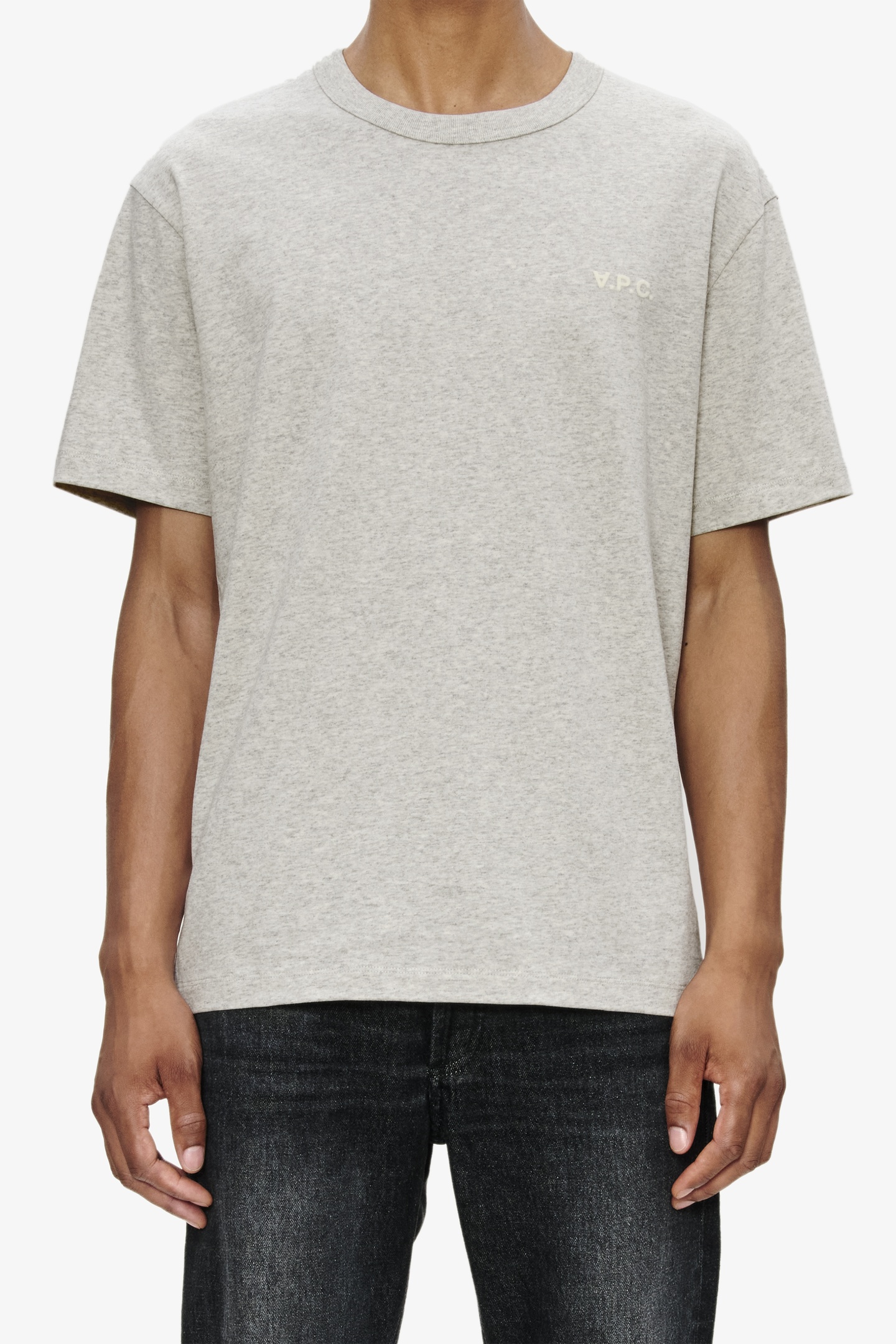 A.P.C. Unisex T-shirt Boxy Small Heathered Putty/ecru Maat: XS | Outlet | Unisex | Grijs