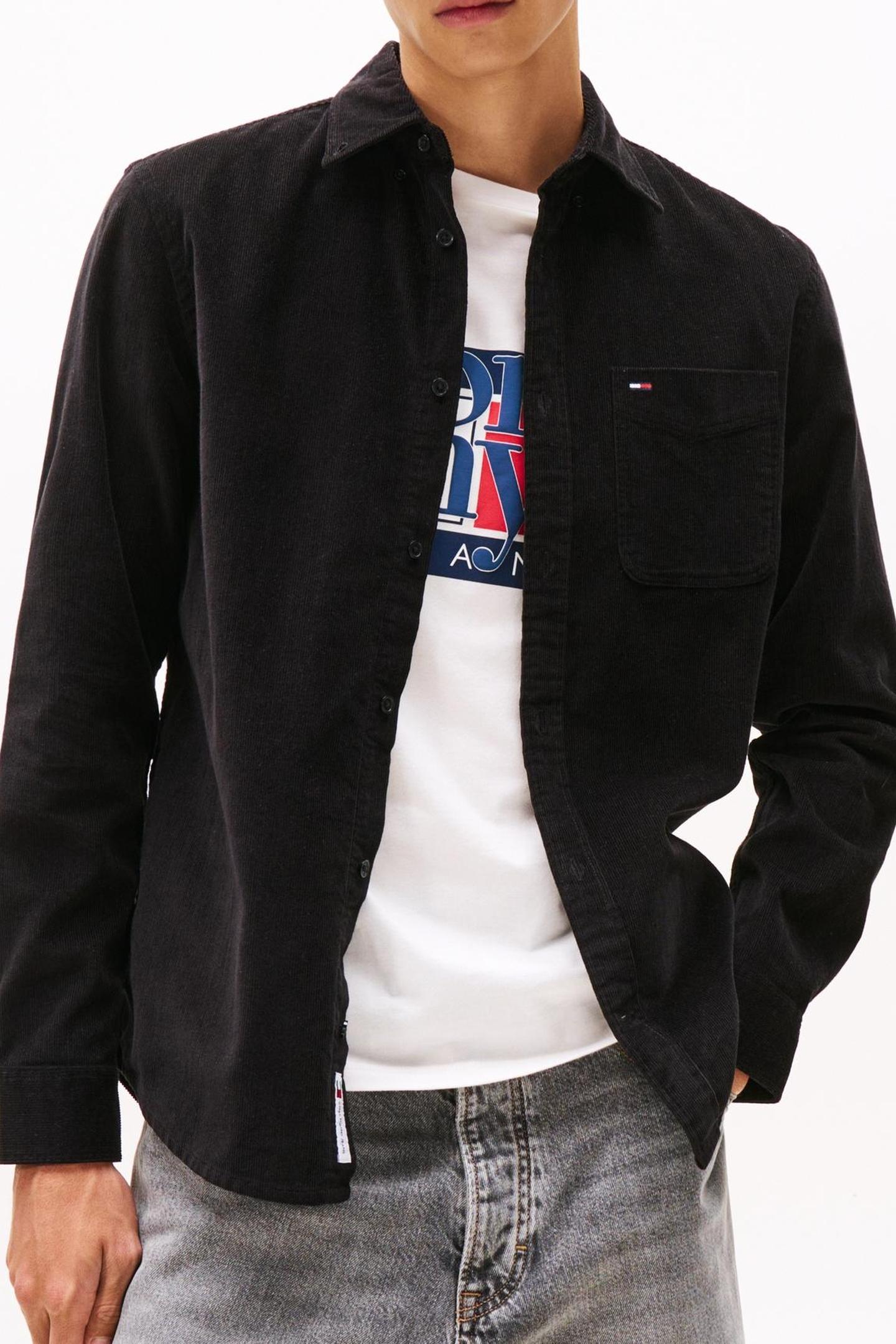 Tommy Hilfiger Tjm Reg Baby Cord Shirt Black Taille: M | Casual chemises Outlet | Homme | Le Noir