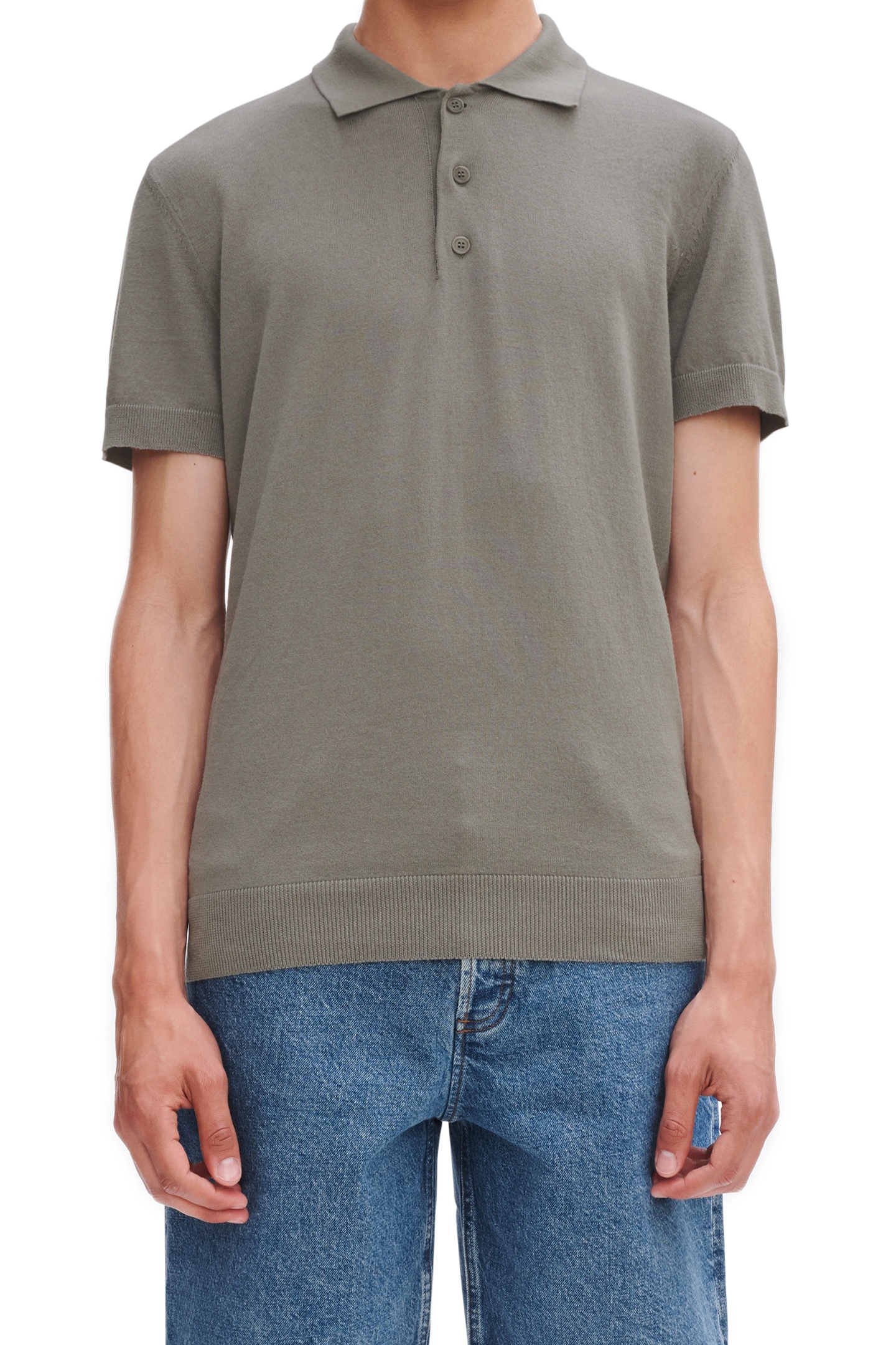 A.P.C. Unisex Polo Gregoire Light Khaki Maat: M | Poloshirts Outlet | Unisex | Bruin