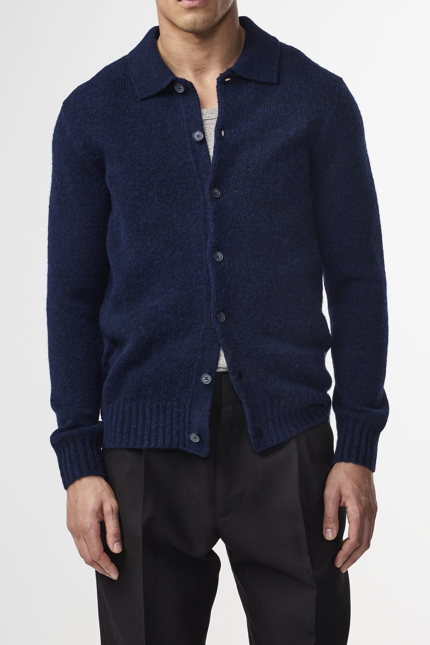 NN.07 Lee Polo Cardigan 6598 Navy Blue Maat: S | Cardigans Outlet | Heren | Blauw