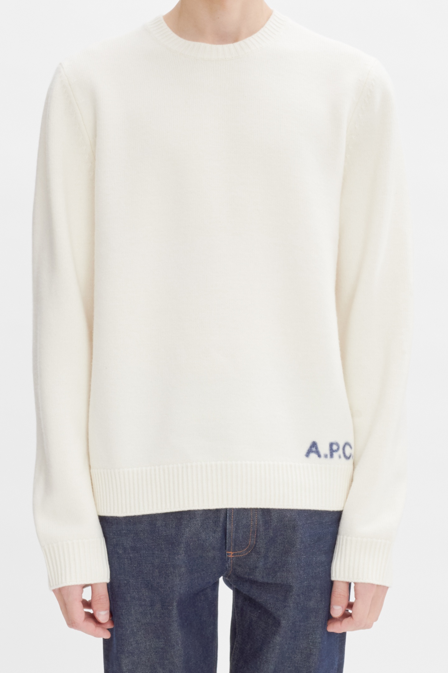 A.P.C. Unisex Sweater Crew Neck Ecru Maat: S | Sweaters Outlet | Unisex | Ecru