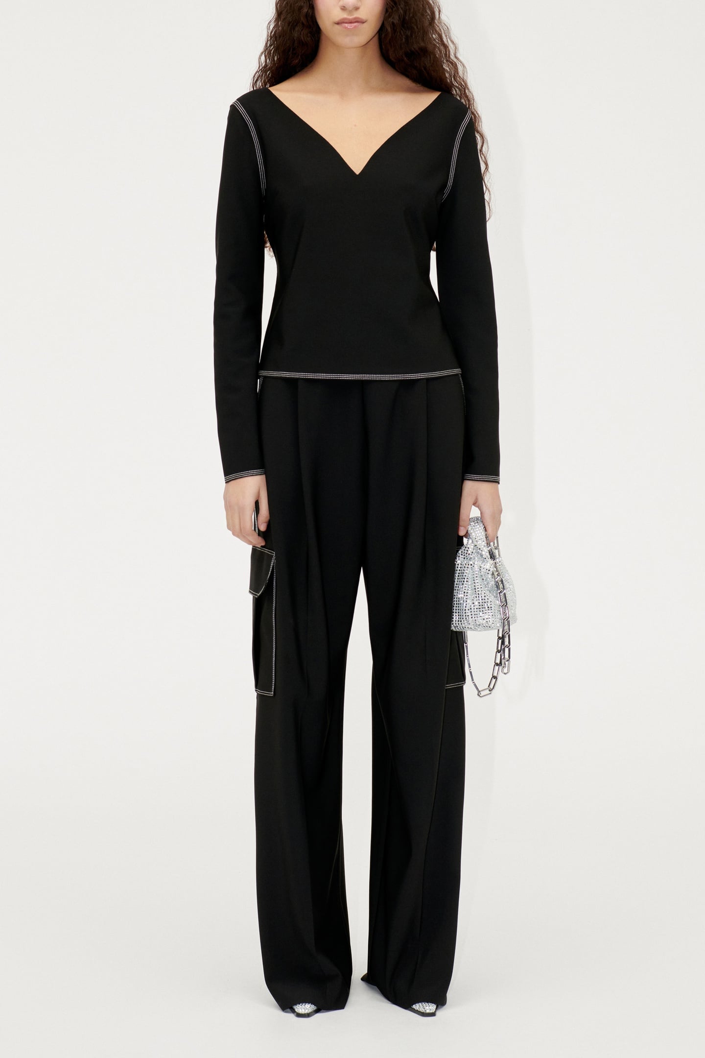 Stine Goya Ivee Top Long Sleeve Jet Black Taglia: XXS | Maglie a manica lunga Outlet | Donna | Nero