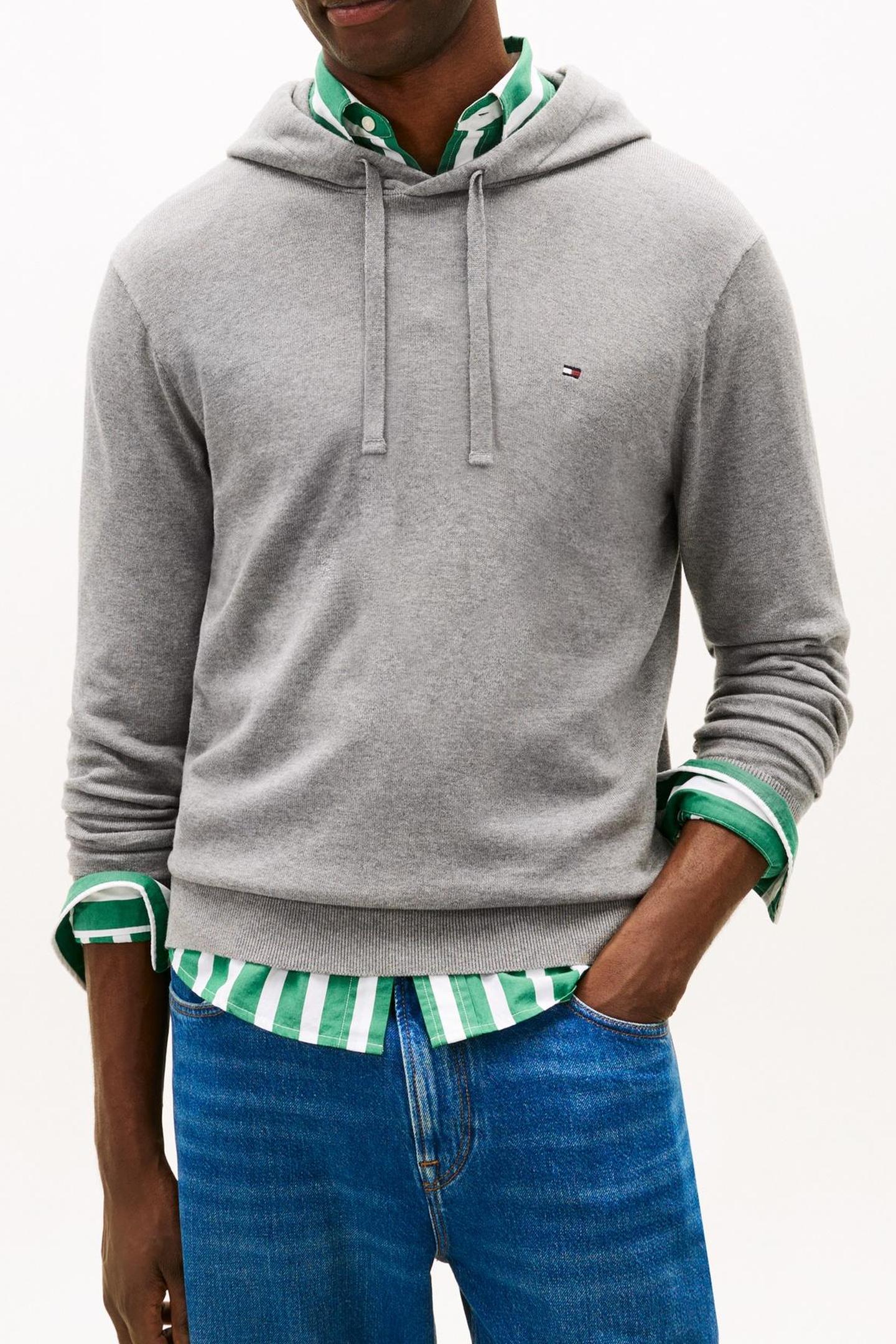 Tommy Hilfiger Essential Cotton Hoodie Medium Grey Heather Taglia: L | Maglioni a maglia Outlet | Uomo | Grigio