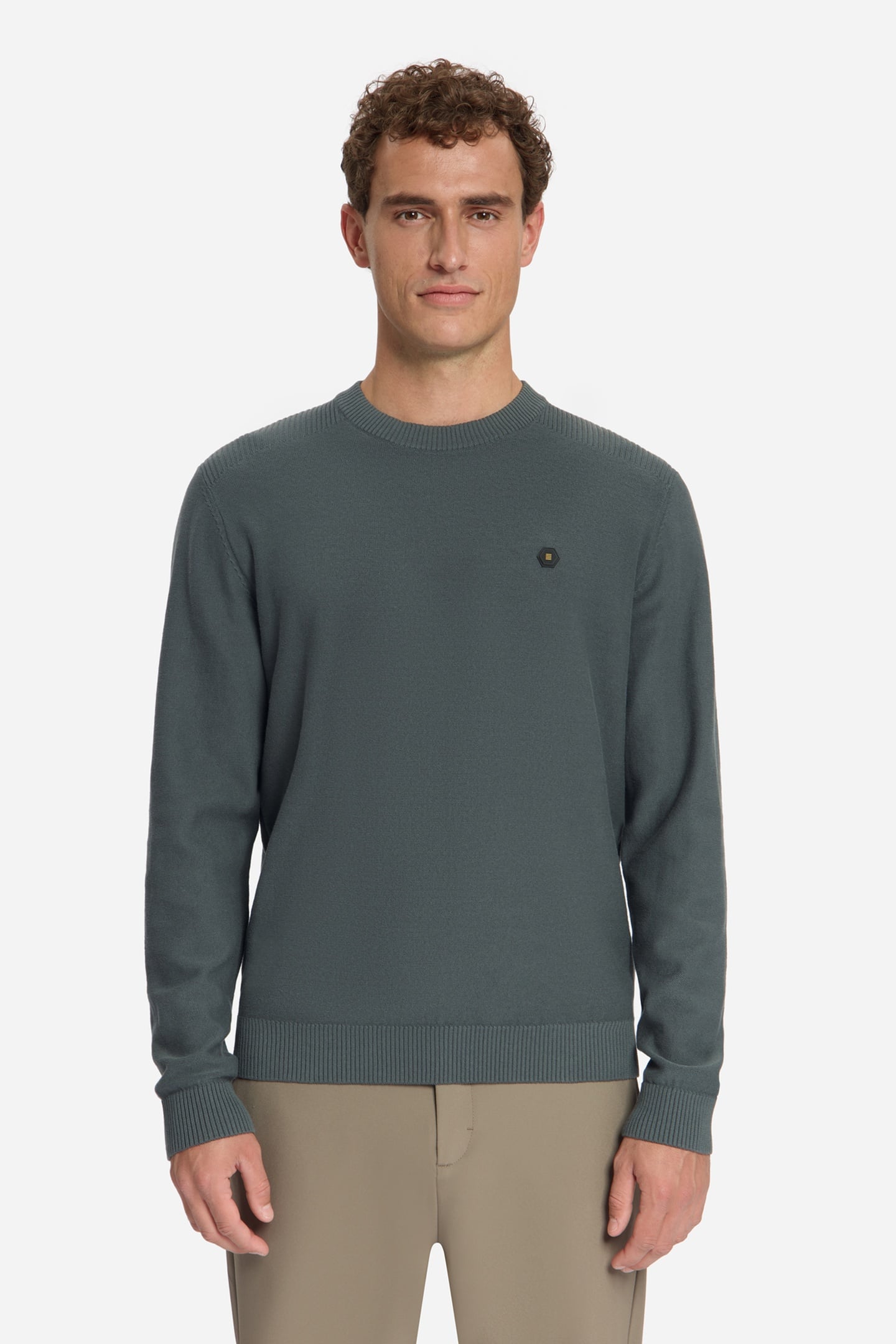 No Excess Pullover Crewneck Shoulder Detail Dark Steel Maat: S | Sweaters Outlet | Heren | Grijs