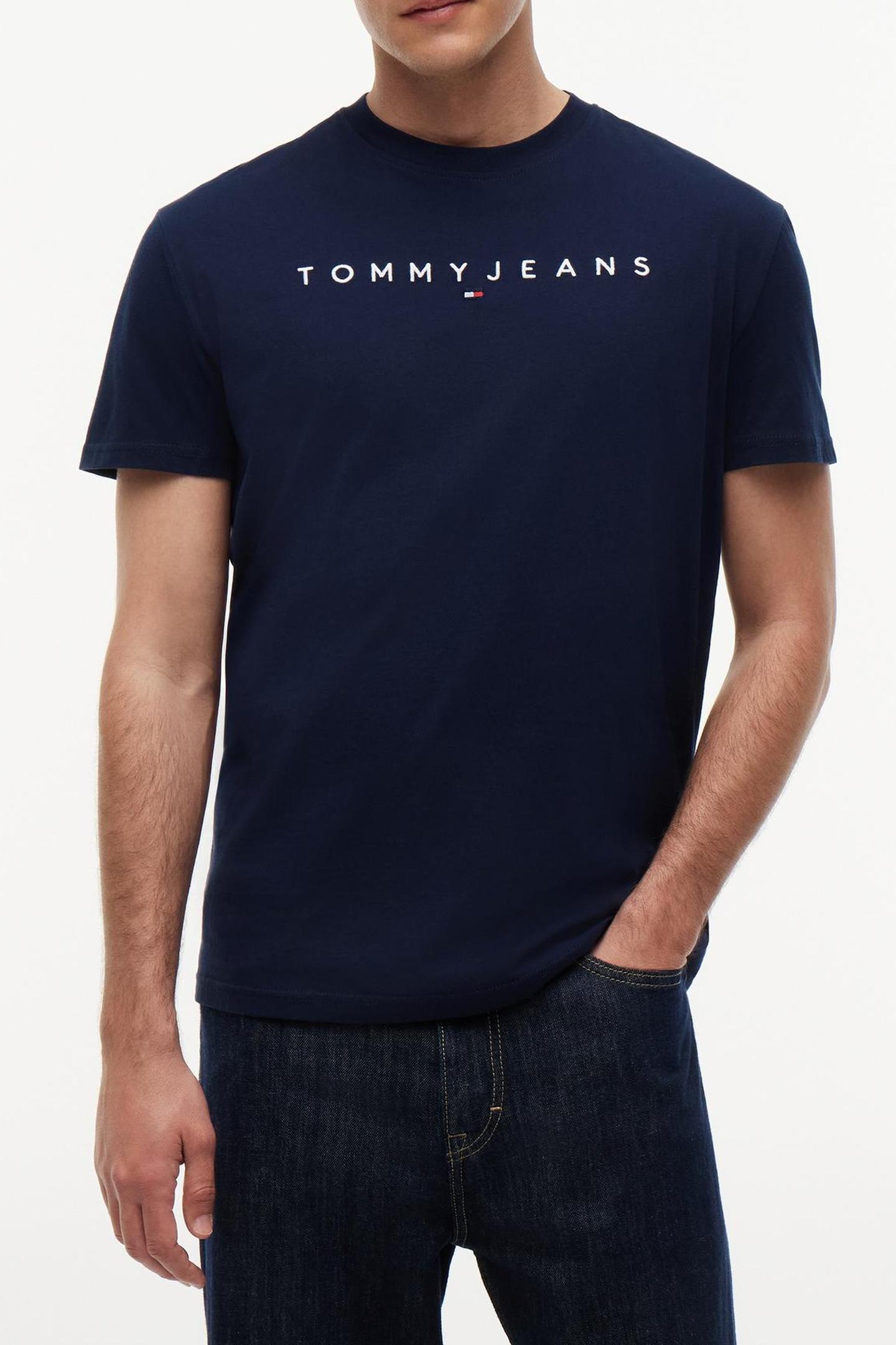Tommy Hilfiger Tjm Reg Linear Logo Dark Blue Größe: XL | Basic T-Shirts Outlet | Herren | Blau