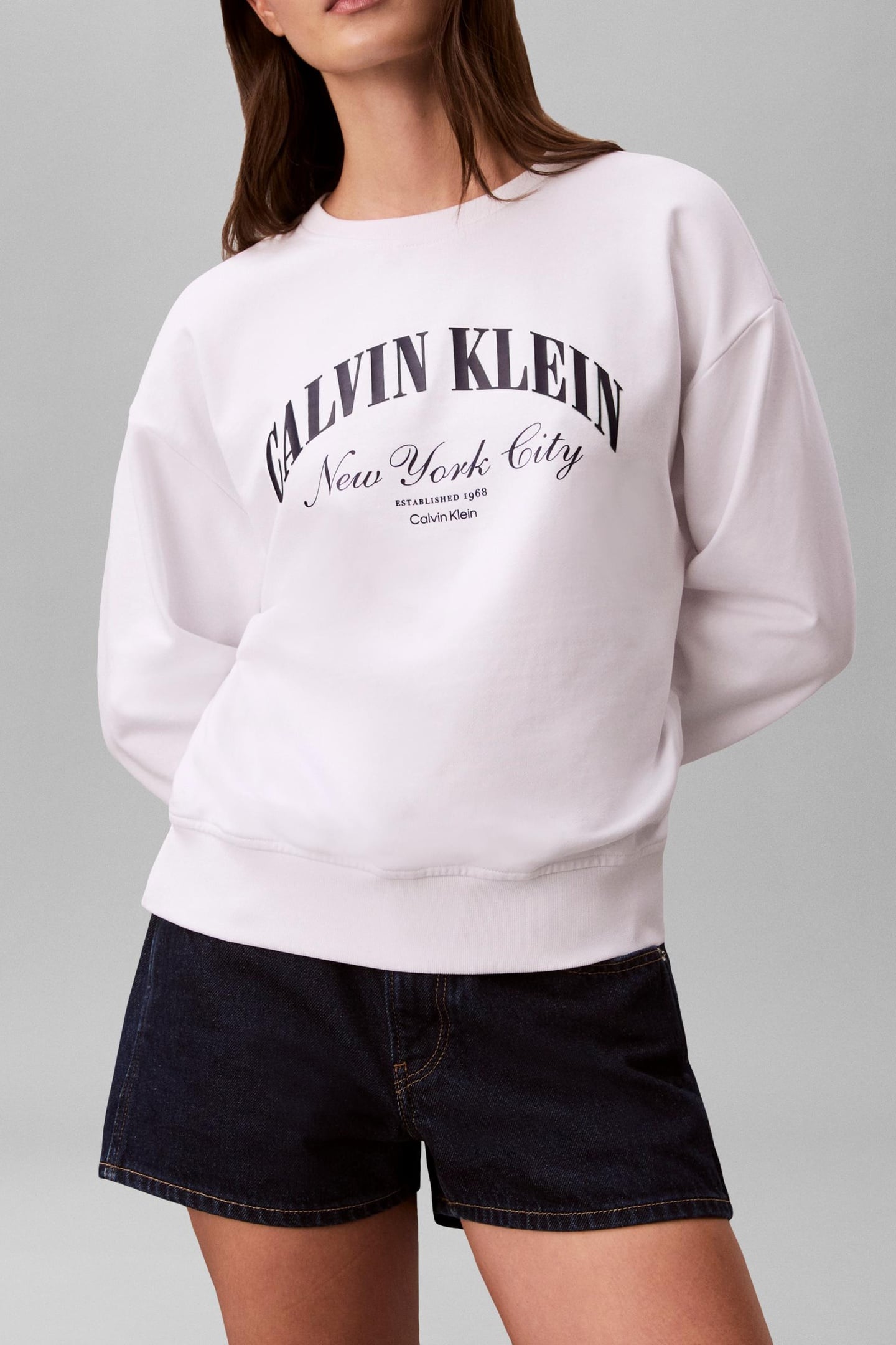 Calvin Klein Logo Graphic Crewneck Bright White Talla: S | Sudaderas con Capucha Outlet | Mujer | Blanco